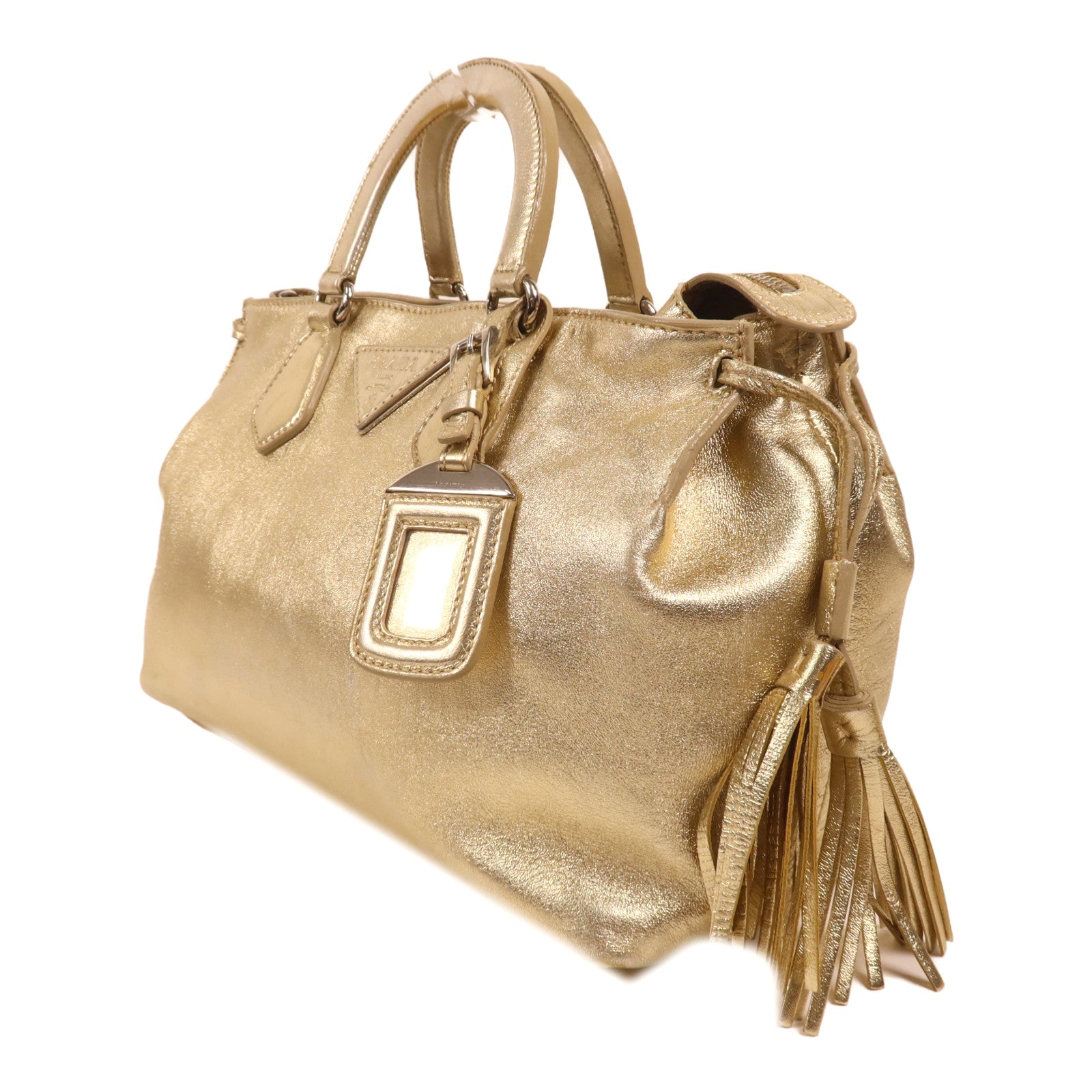 PRADA 羊皮皮革Handbag銀扣手挽肩背兩用袋