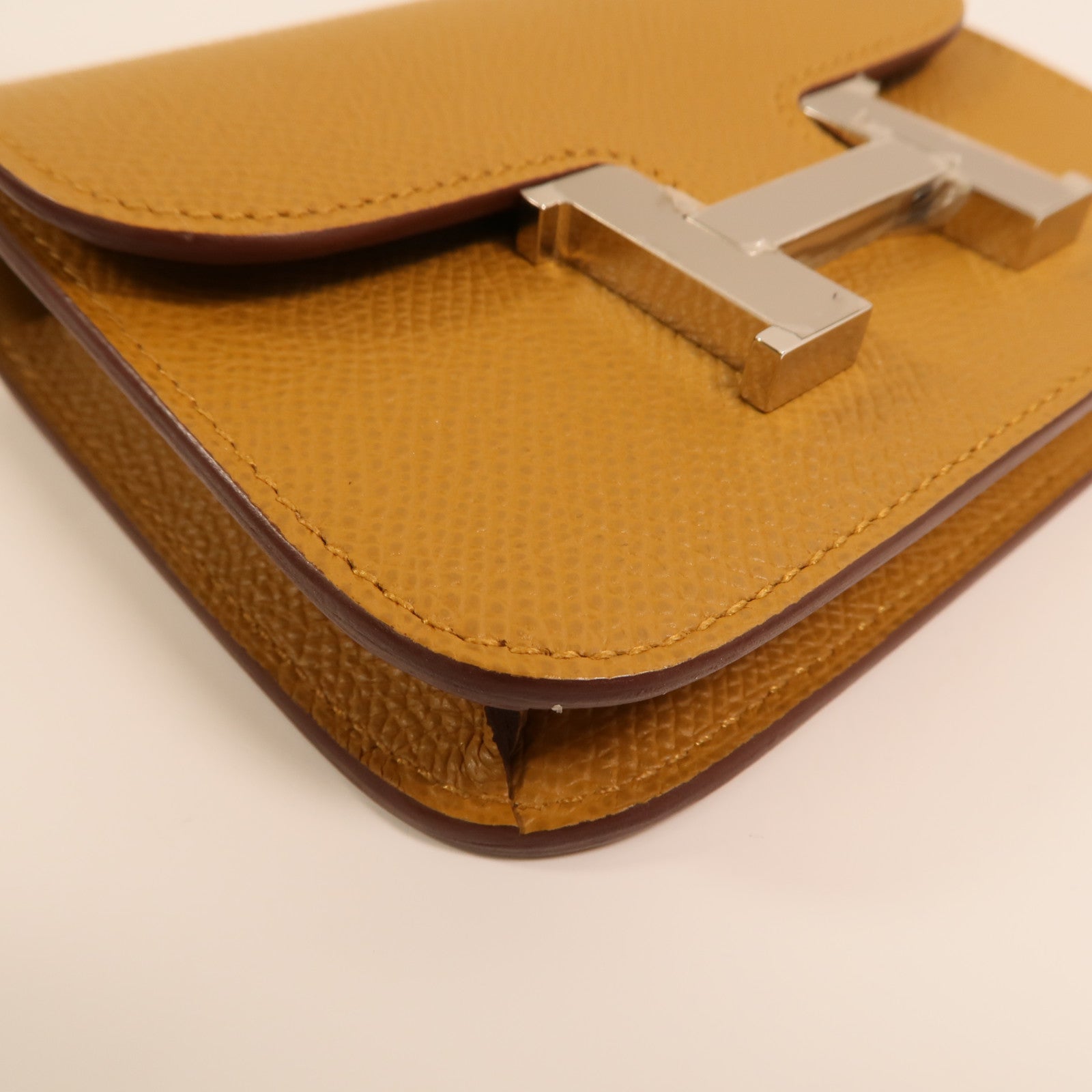 HERMES Epsom皮革Constance Slim Wallet銀扣錢包Chai
