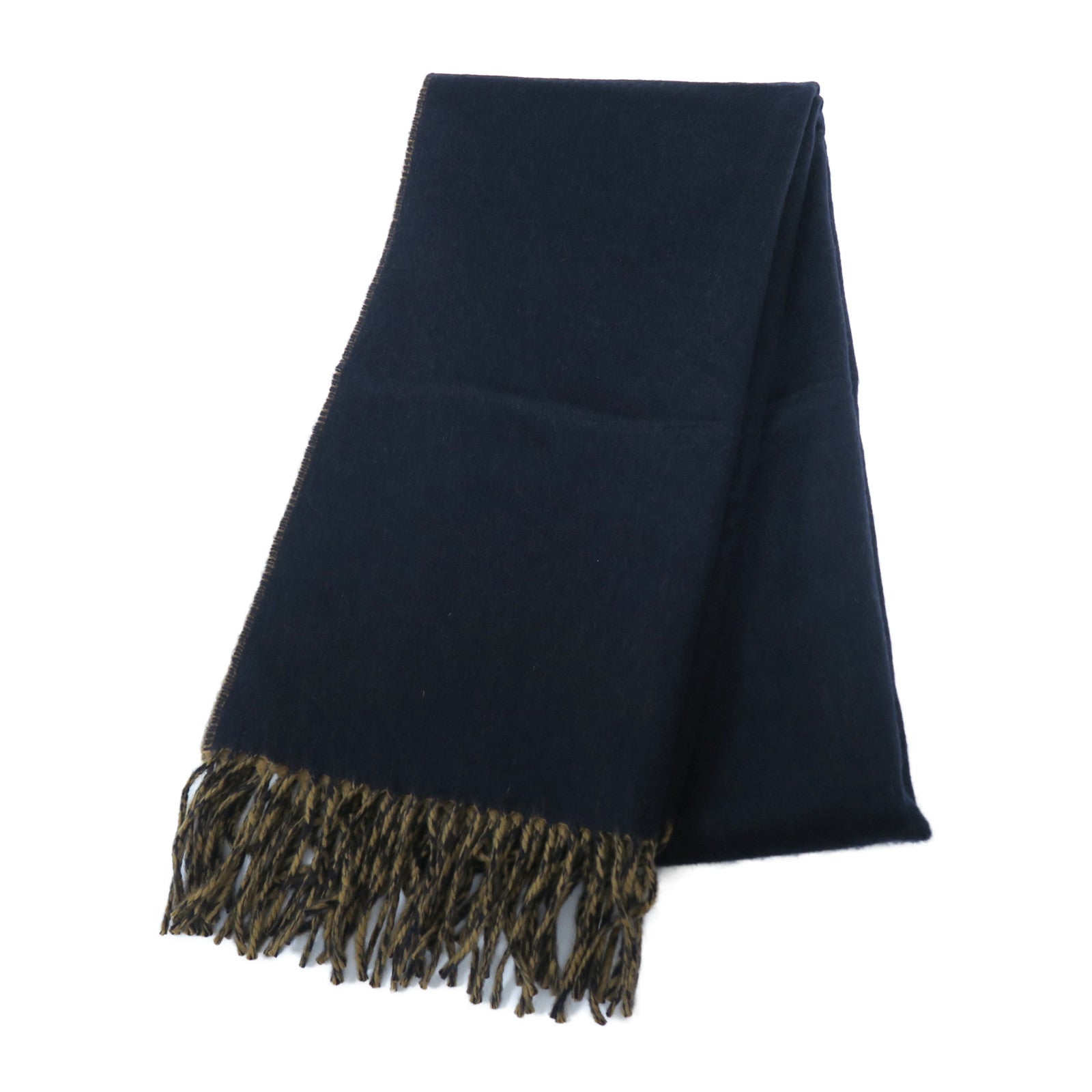 HERMES **【激減優惠】羊絨Scarf圍巾駝色/深藍色