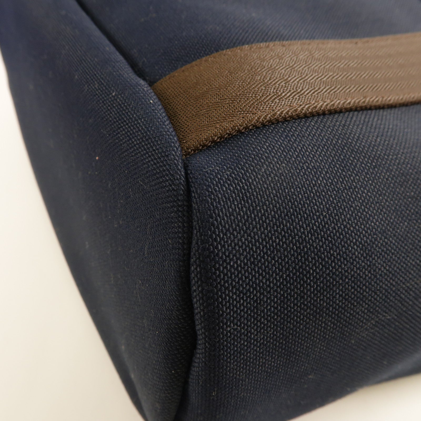 HERMES Sucked Pansage Groom Tote Bag 2 Way Shoulder Bag Canvas Blue