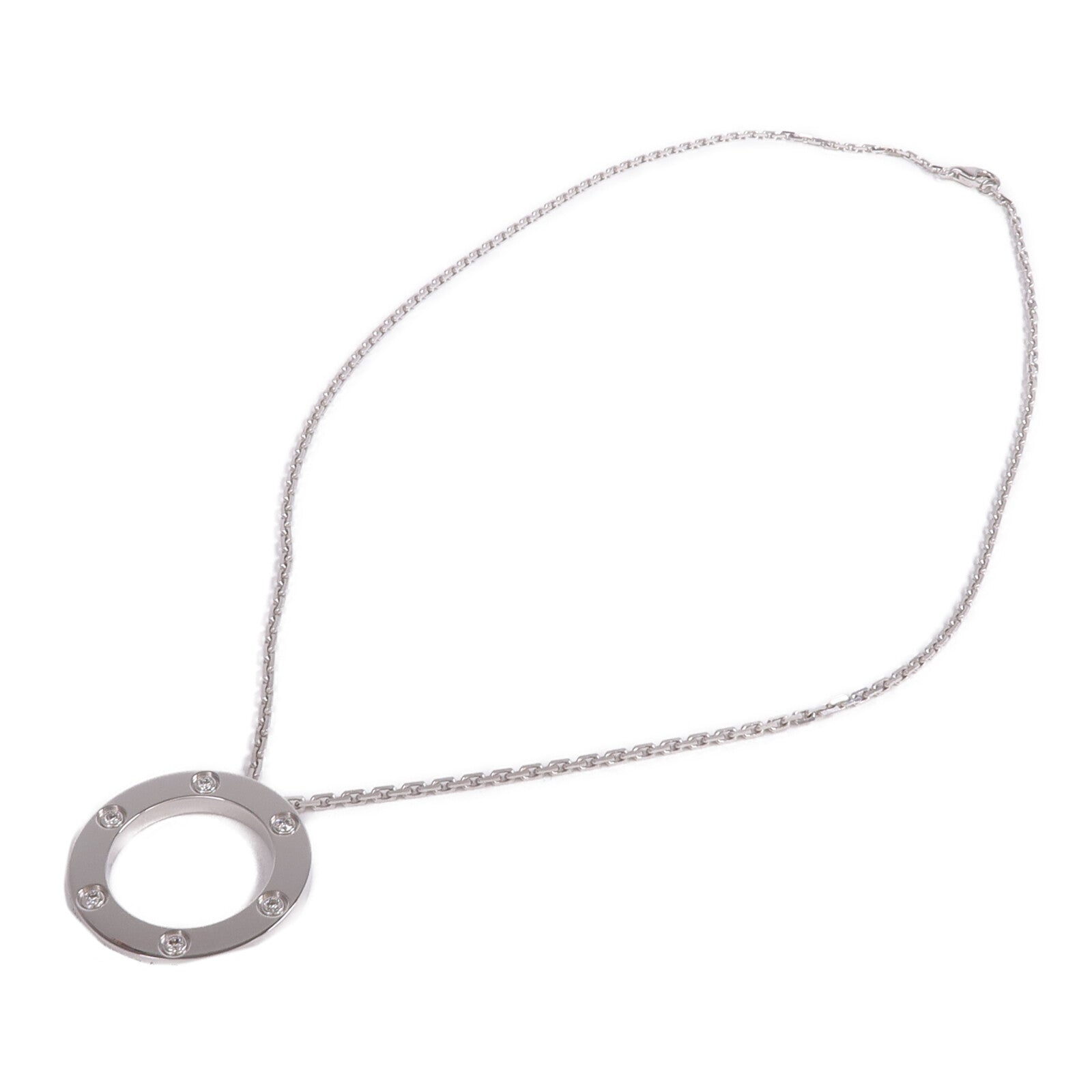 CARTIER 18K白金Love Necklace 6 Diamonds鑽石項鍊