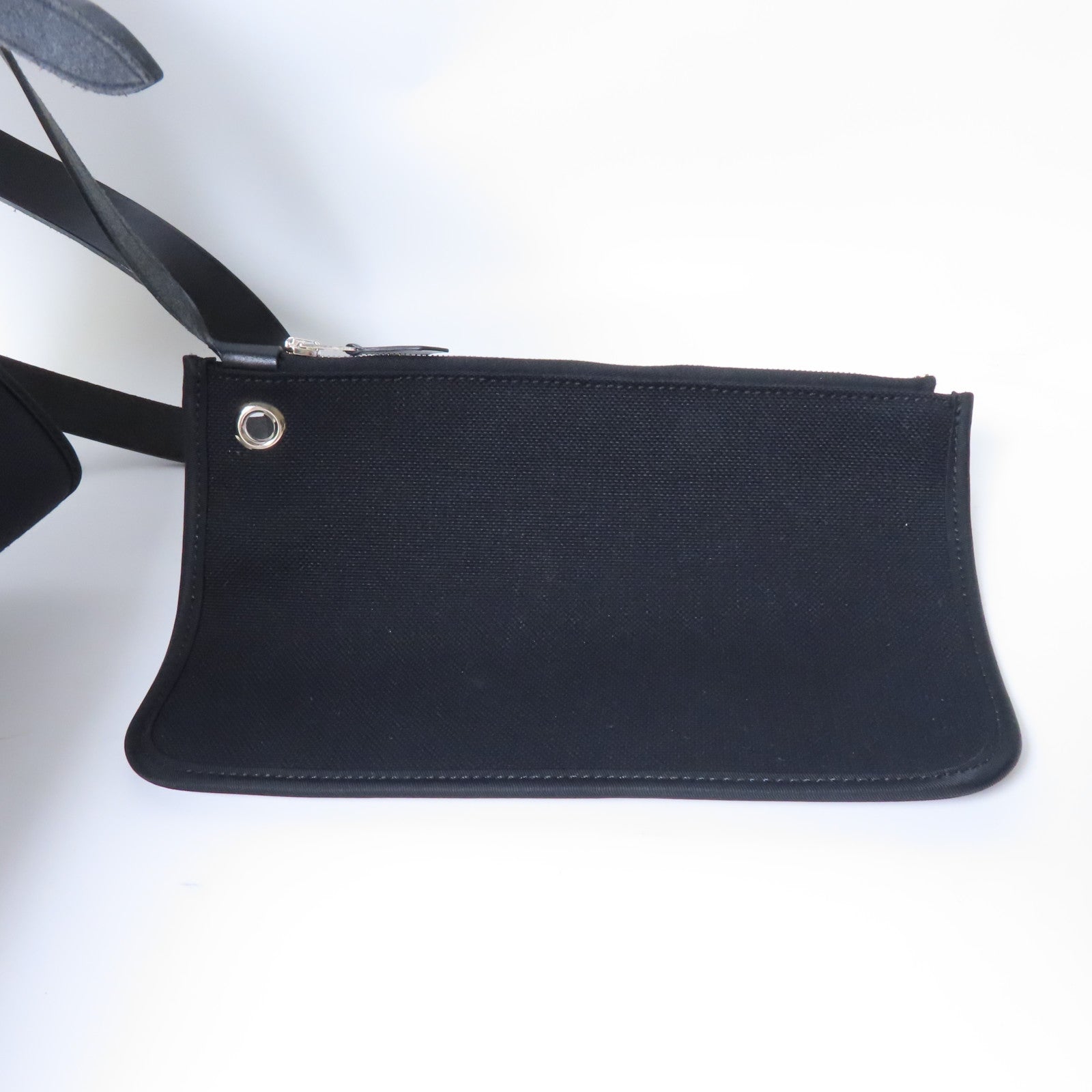 HERMES 帆布Herbag PM銀扣手挽肩背兩用袋黑色