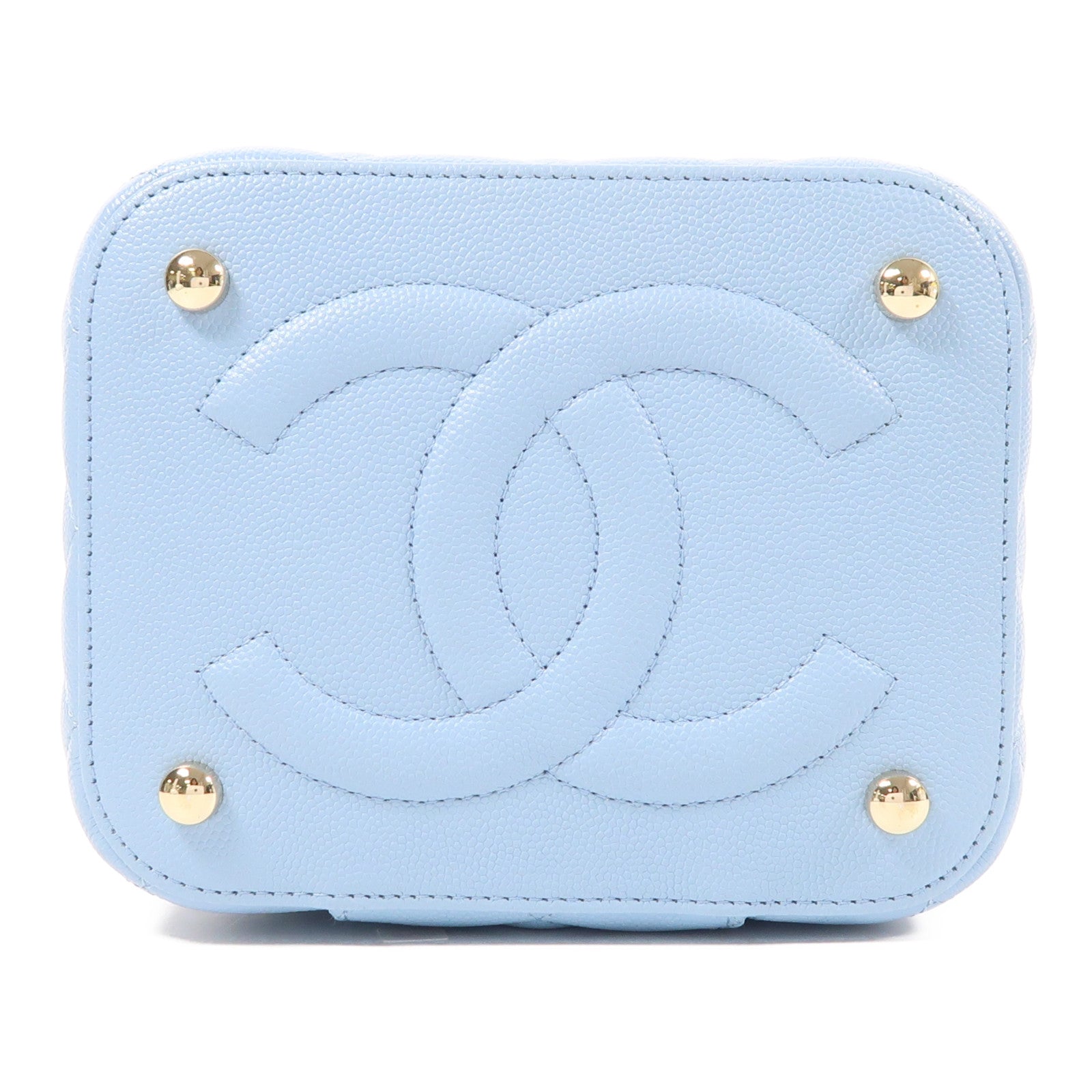 CHANEL 牛皮皮革Vanity Bag金扣鏈帶手挽肩背兩用袋