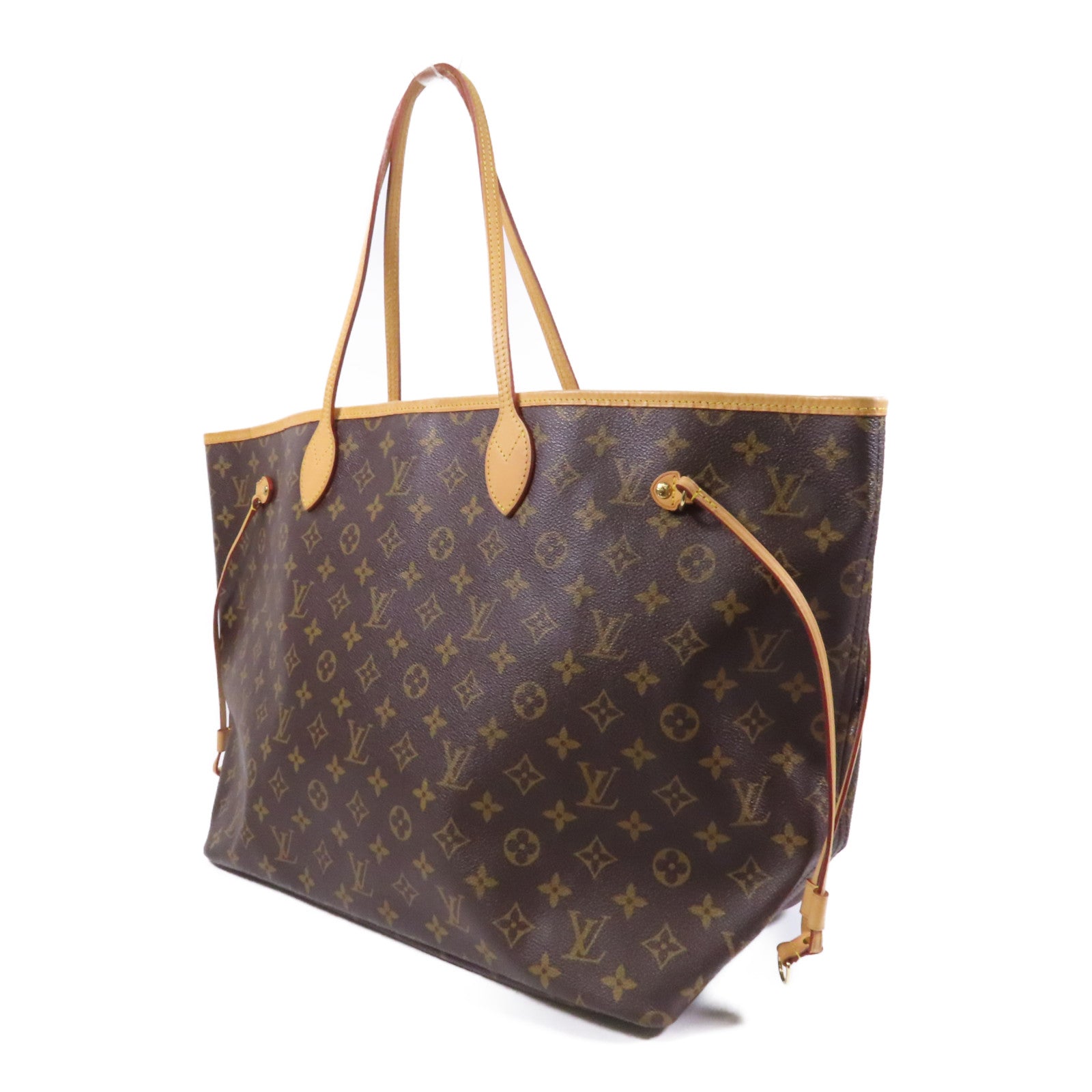 LOUIS VUITTON Monogram Neverfull GM金扣手挽袋啡色
