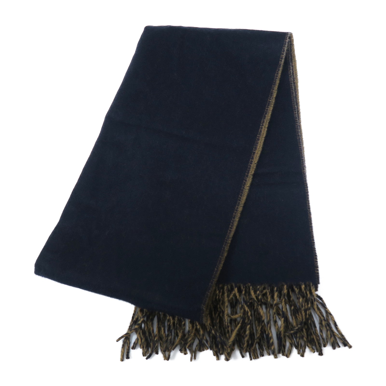 HERMES **【激減優惠】羊絨Scarf圍巾駝色/深藍色