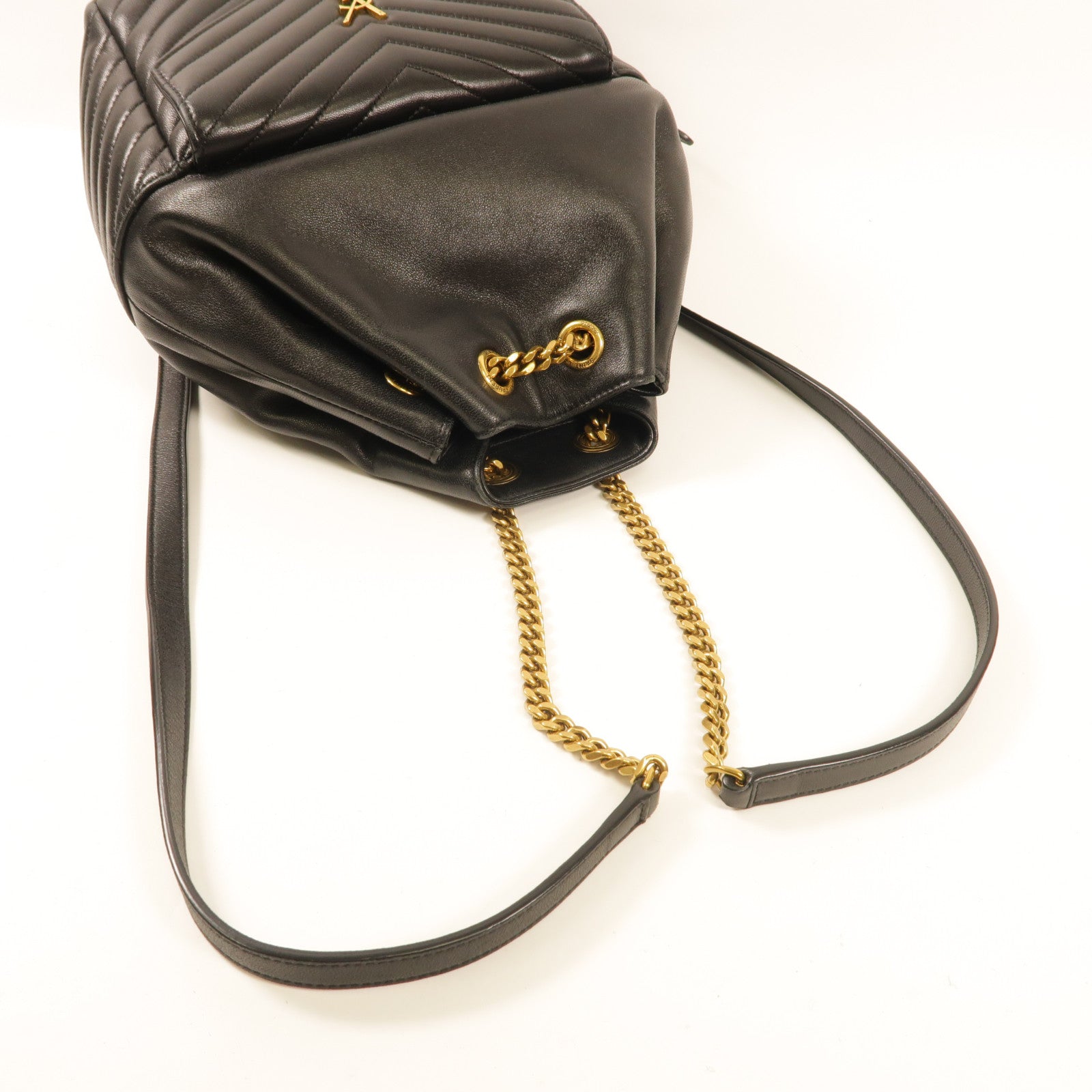 SAINT LAURENT 【激減優惠】羊皮皮革Joe Backpack金扣肩背袋黑色