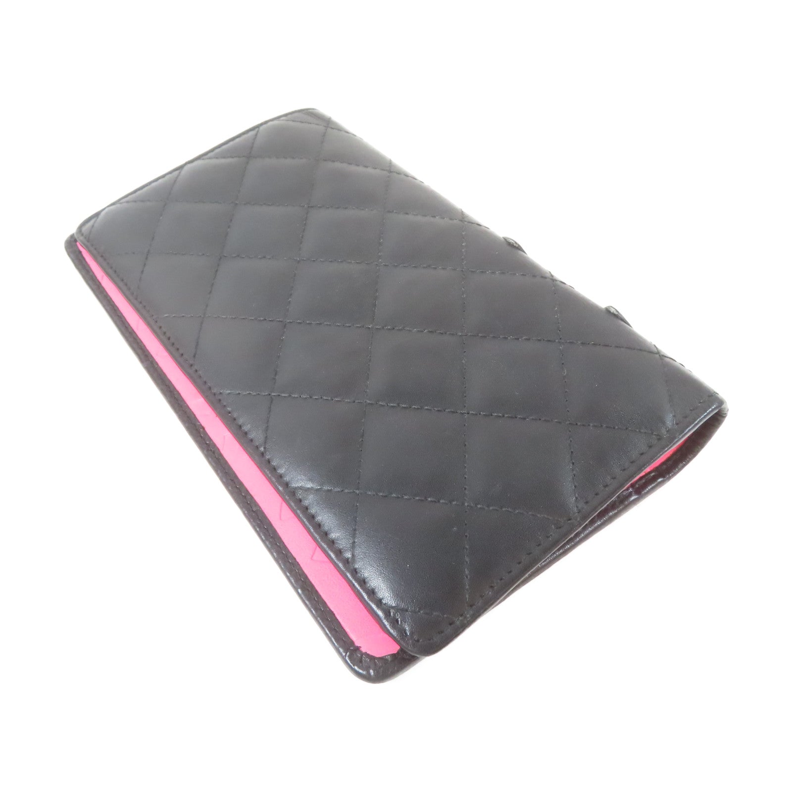 CHANEL 【激減優惠】菱格牛皮皮革Cambon Long Wallet銀扣長钱包黑色