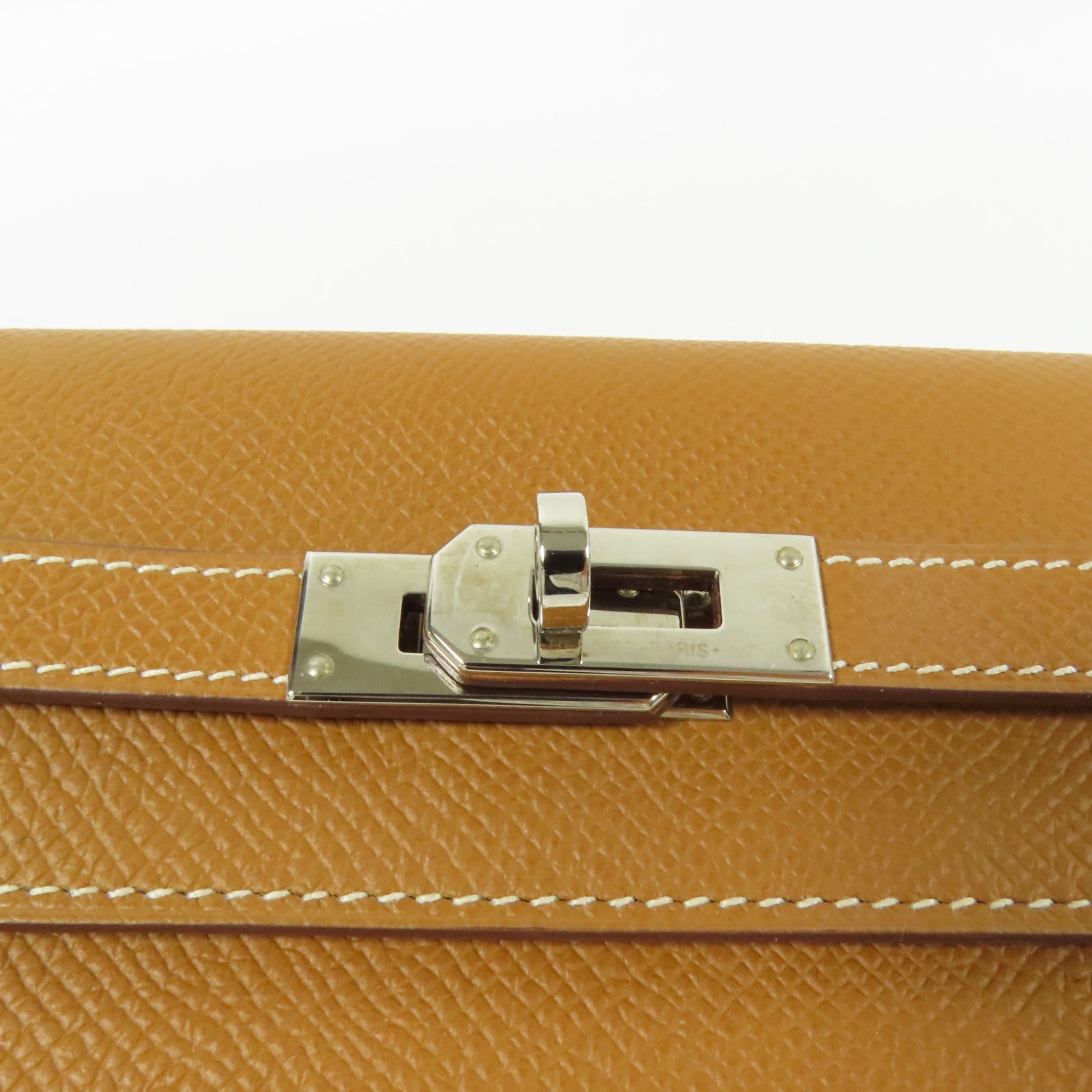 HERMES Epsom皮革Kelly Long Wallet銀扣長錢包Gold