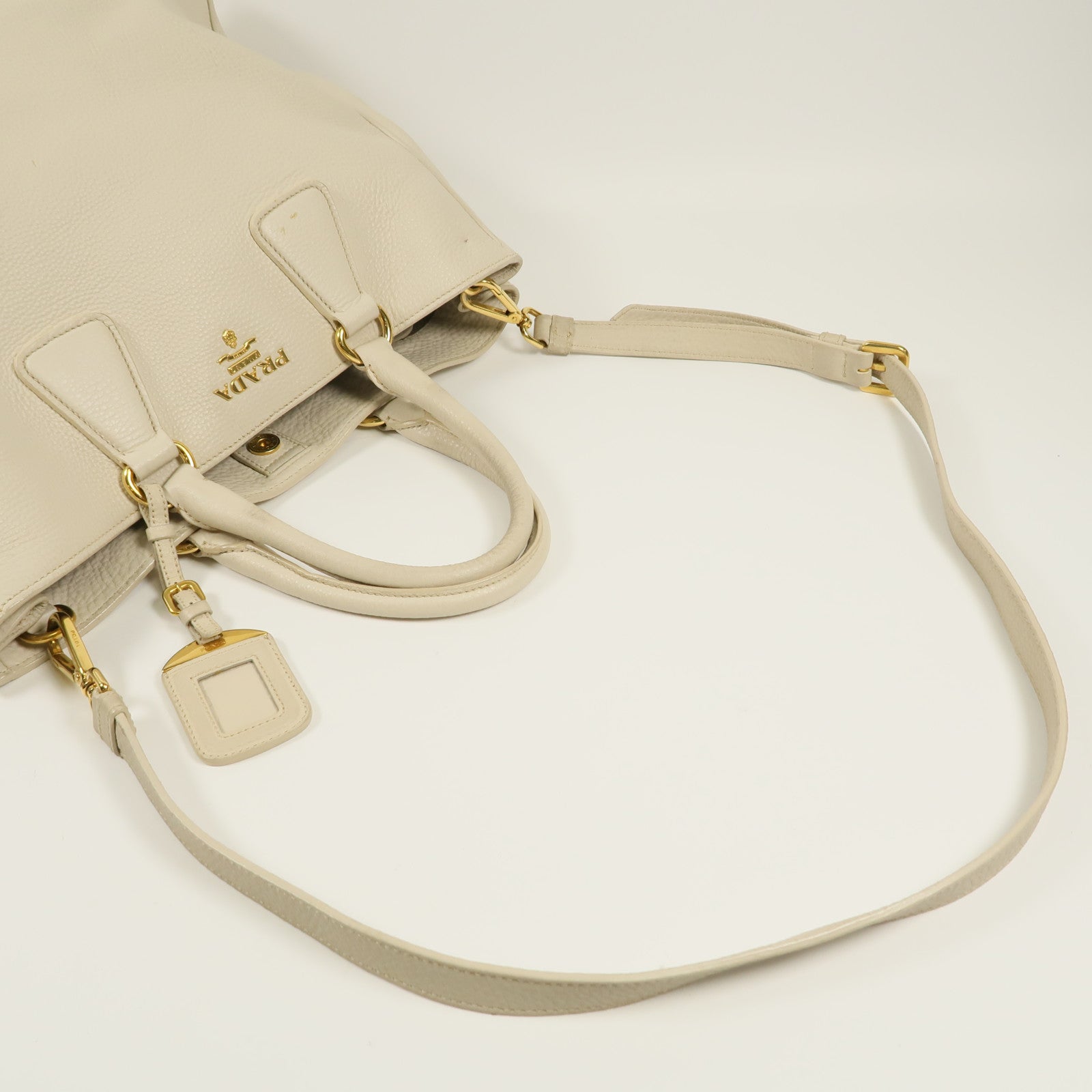 PRADA 牛皮皮革Shoulder Bag金扣手挽肩背兩用袋