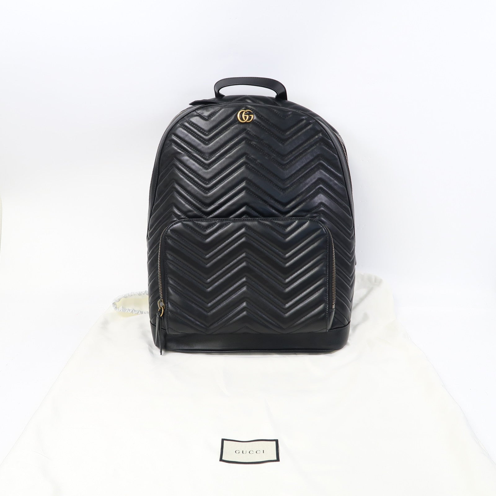 GUCCI 皮革Rucksack金扣背包黑色