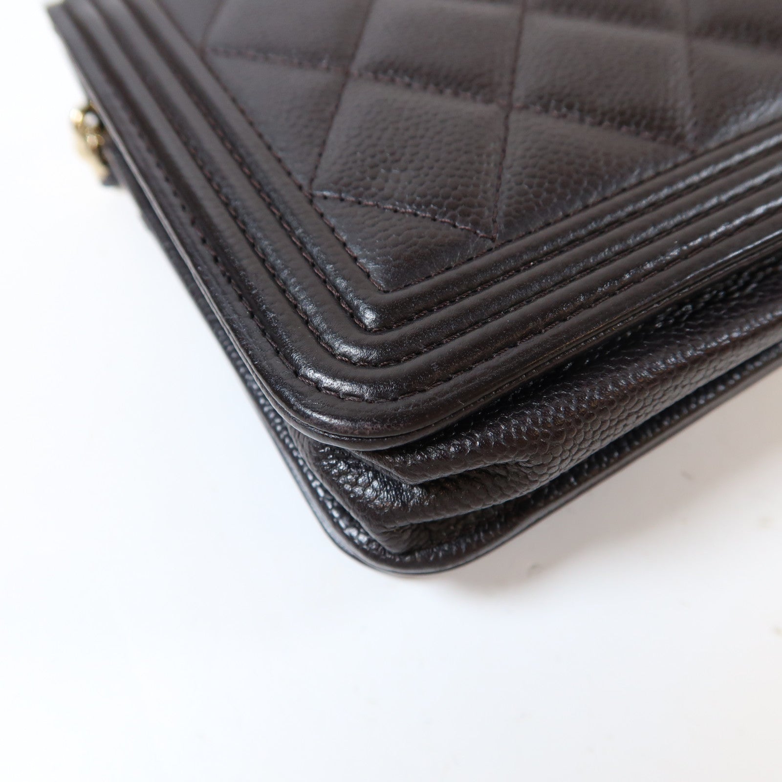 CHANEL 【激減優惠】菱格Caviar皮革Boy WOC Wallet On Chain金扣鏈帶肩背袋黑色