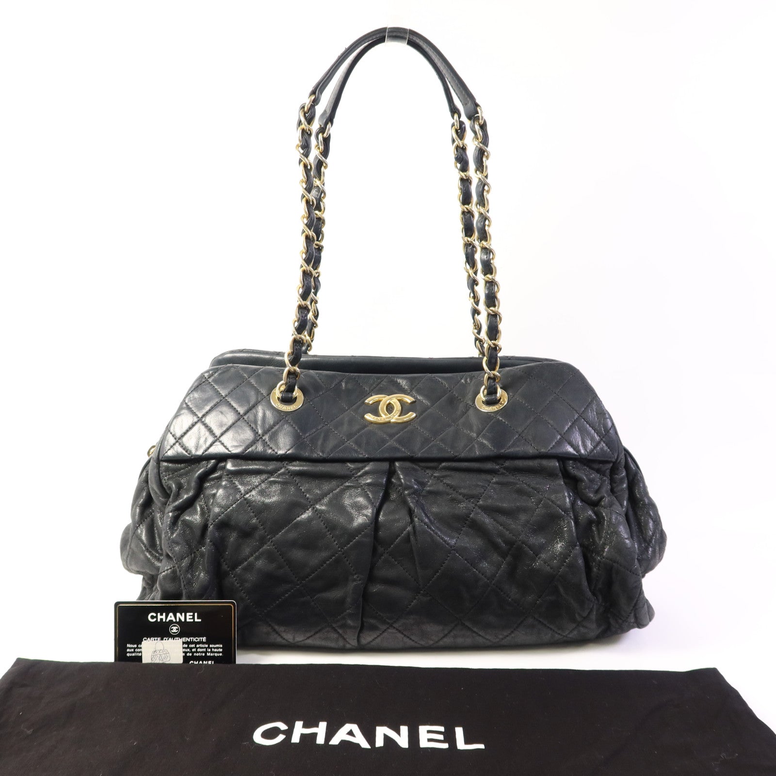 CHANEL 牛皮皮革Chain Shoulder Bag金扣鏈帶肩背袋