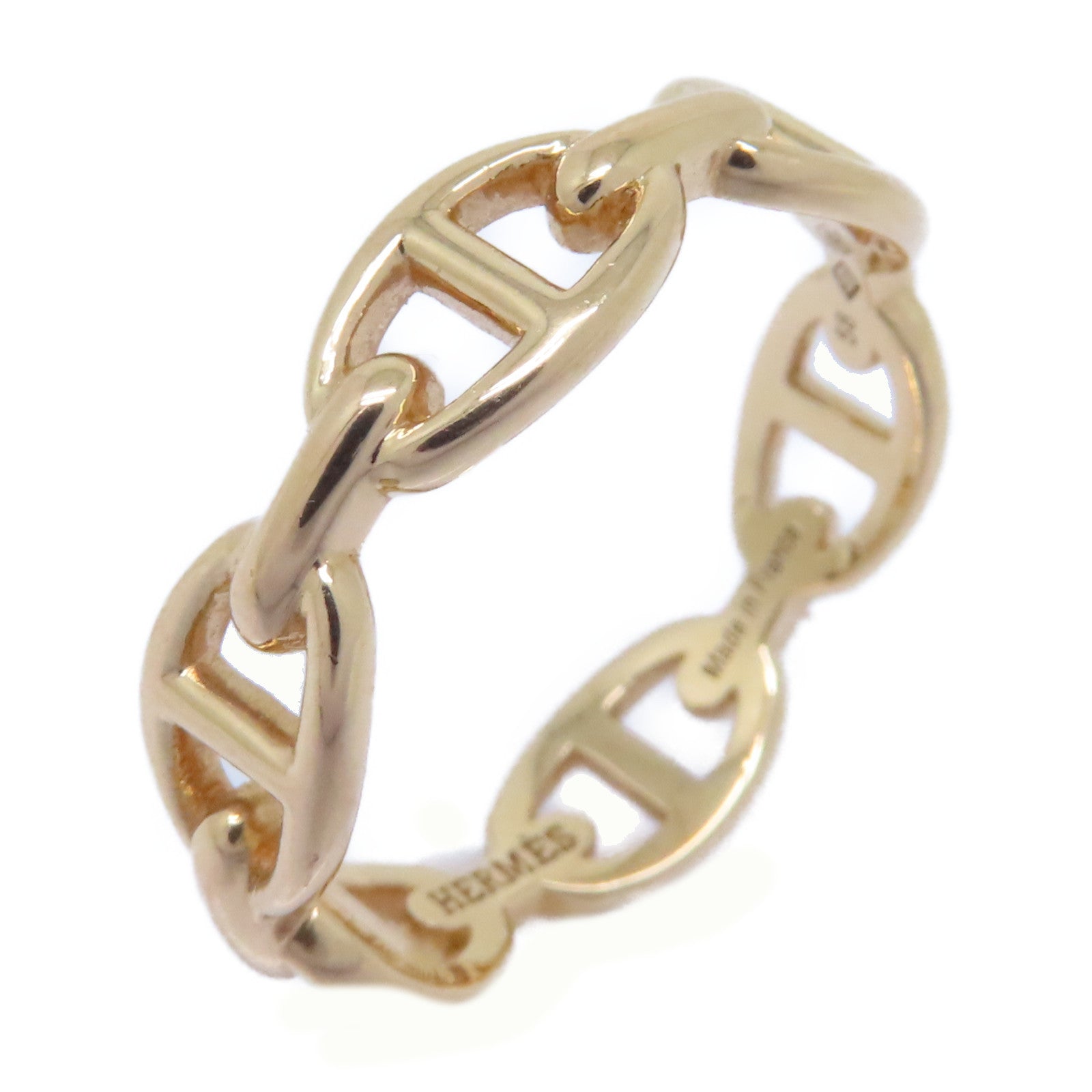 HERMES 18K玫瑰金Chaine Dancre Enchainee Ring戒指Hermes#58 US#8.25