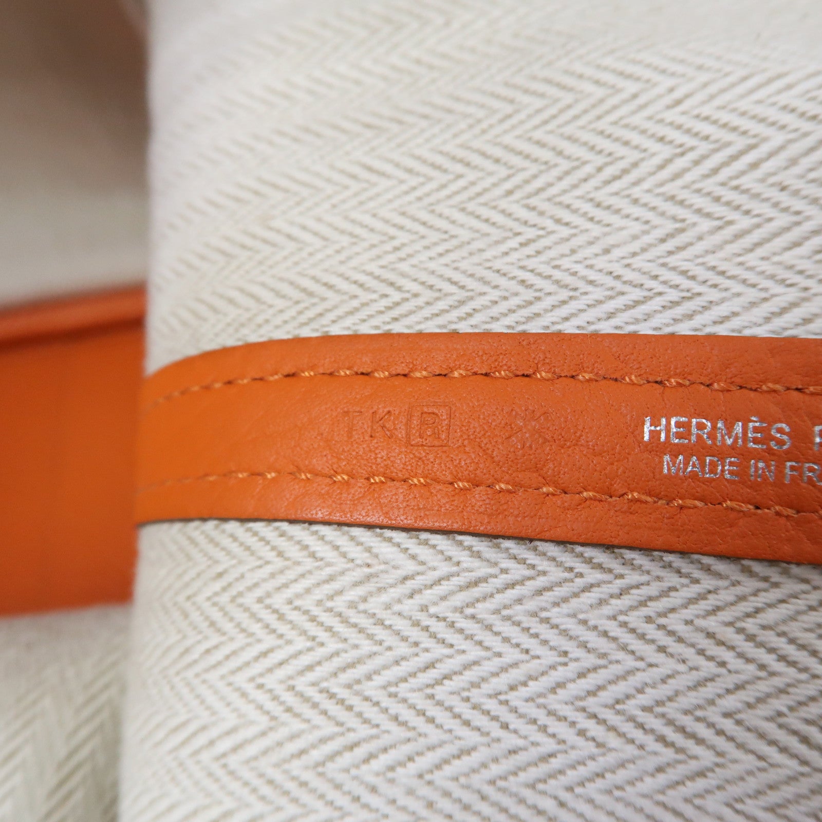 HERMES Negonda皮革Garden Party PM銀扣手挽袋火焰橘色