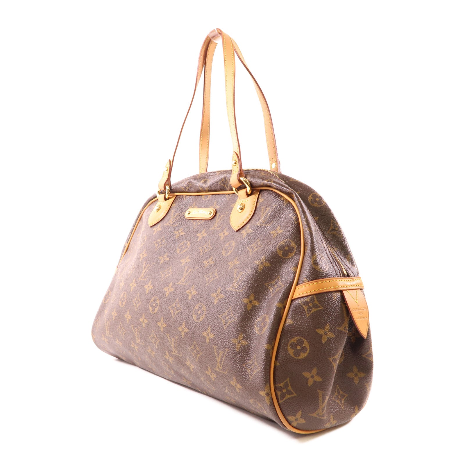 LOUIS VUITTON Monogram Montorgueil GM金扣肩背袋棕色