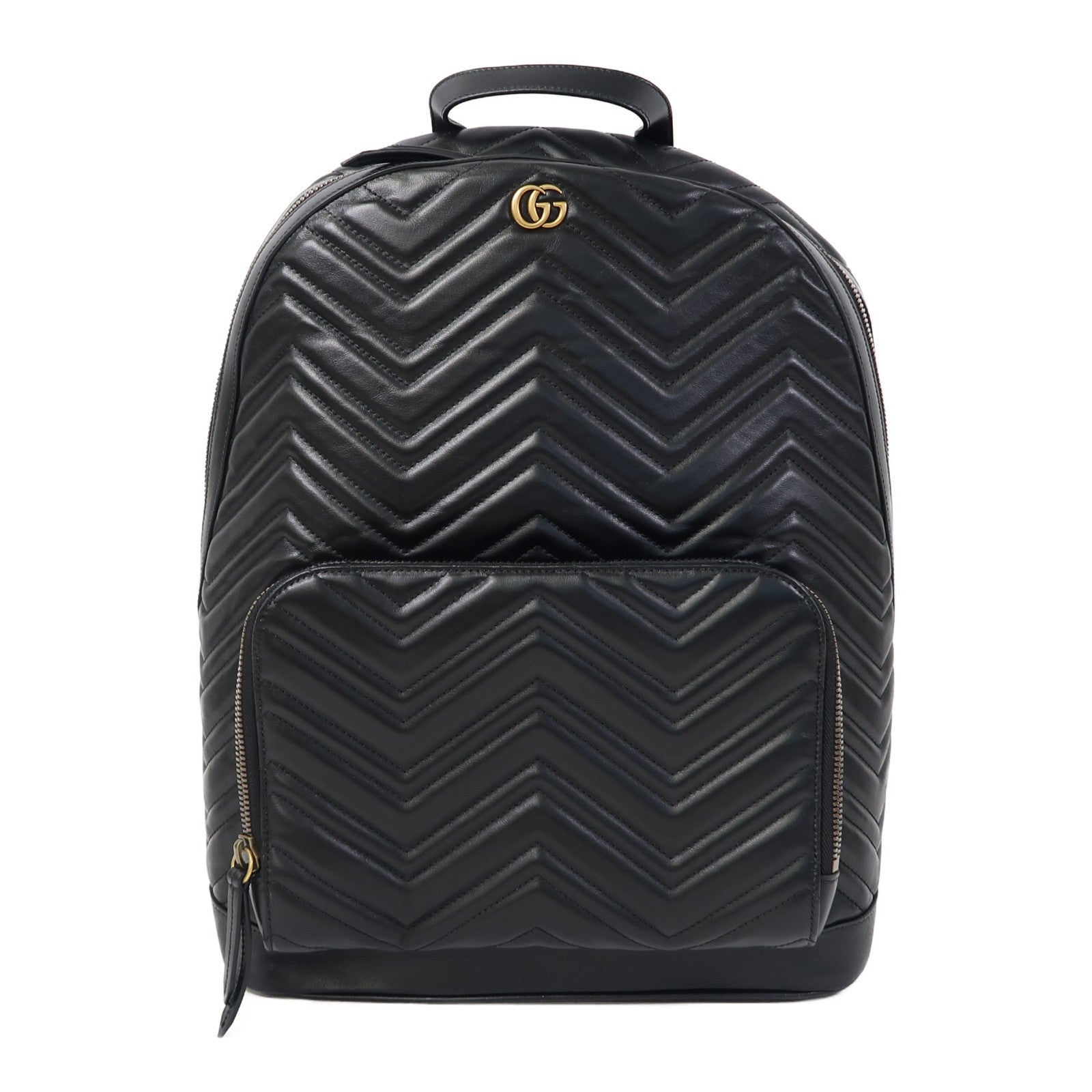 GUCCI 皮革Rucksack金扣背包黑色