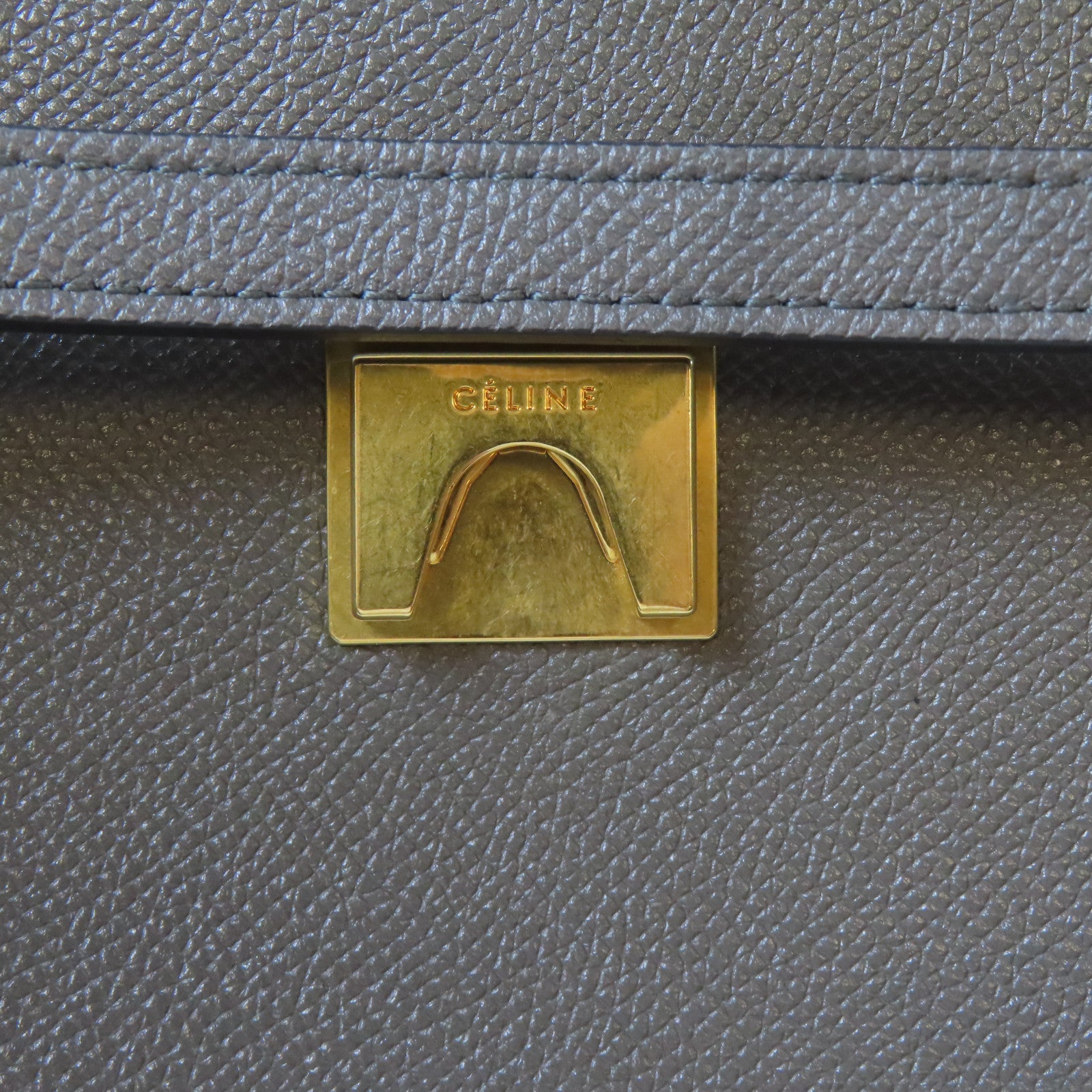 CELINE 牛皮皮革Belt Bag金扣手挽肩背兩用袋灰色