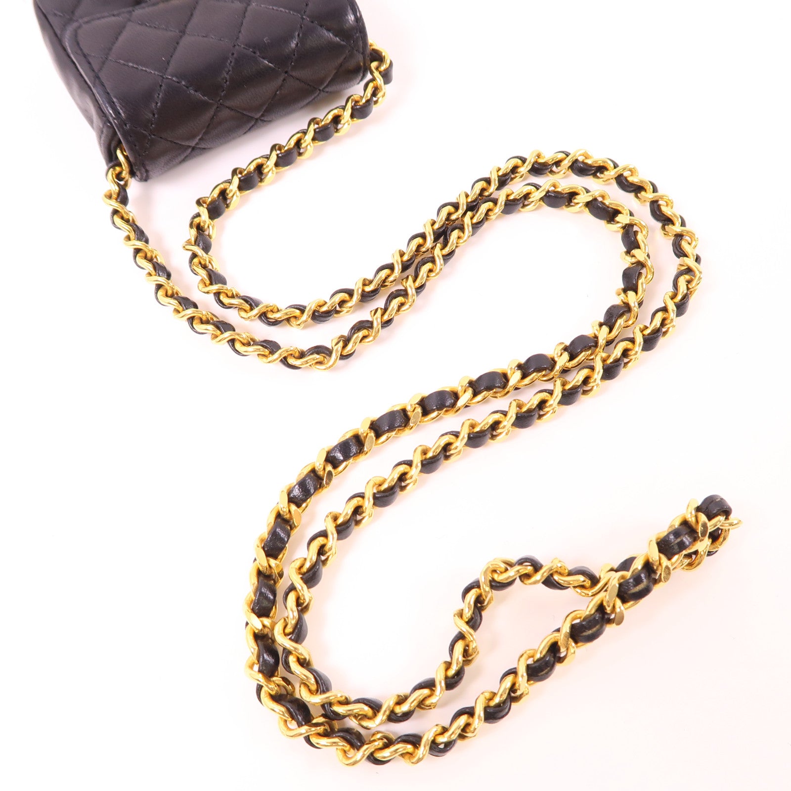 CHANEL 牛皮皮革Vintage Mini Bag金扣鏈帶肩背袋