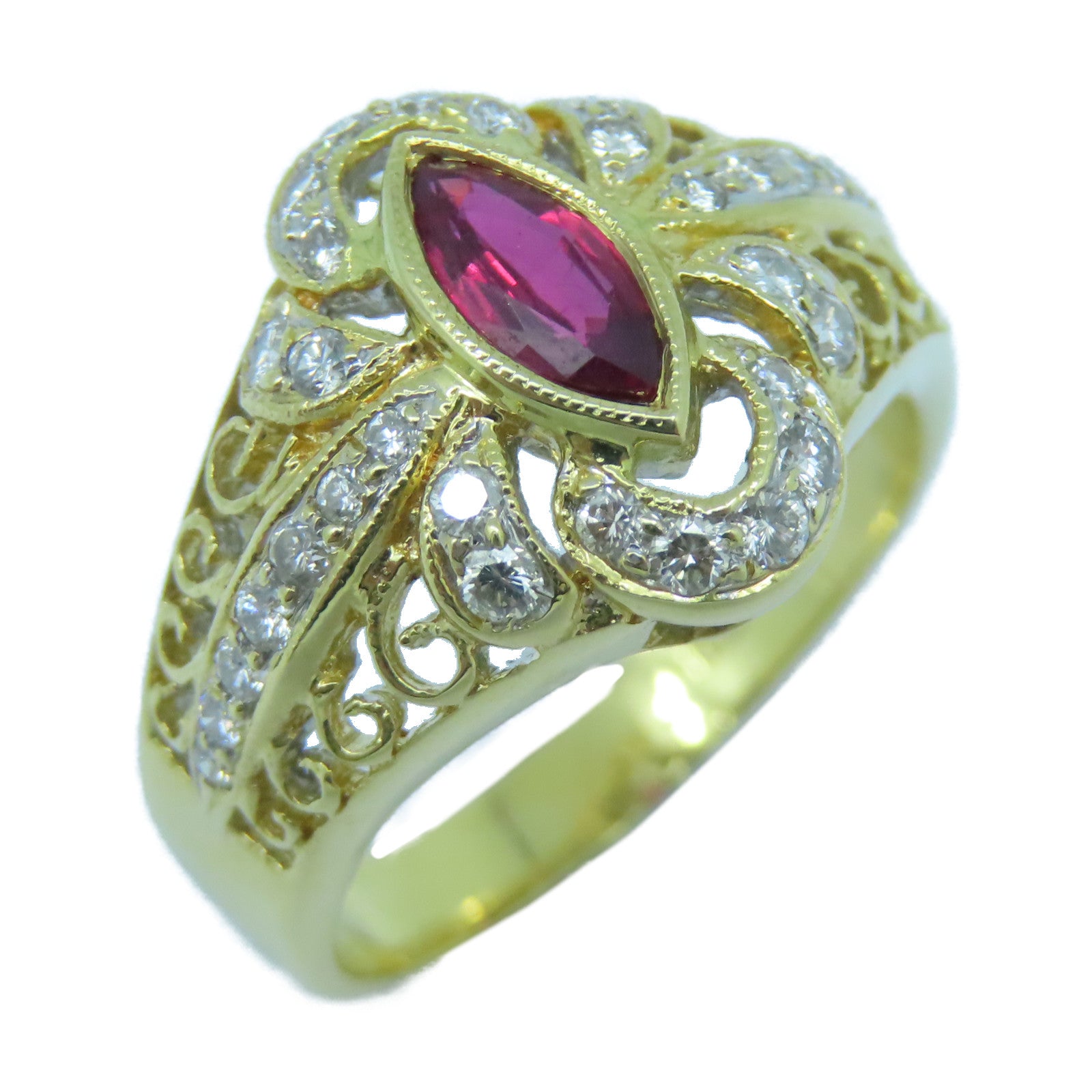 JEWELRY **【激減優惠】18K黃金Ruby Diamond Ring0.45ct紅寶石/0.41ct鑽石戒指US#7