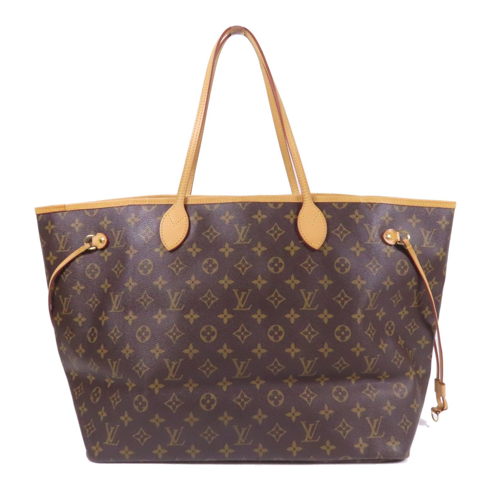 LOUIS VUITTON Monogram Neverfull GM金扣手挽袋啡色