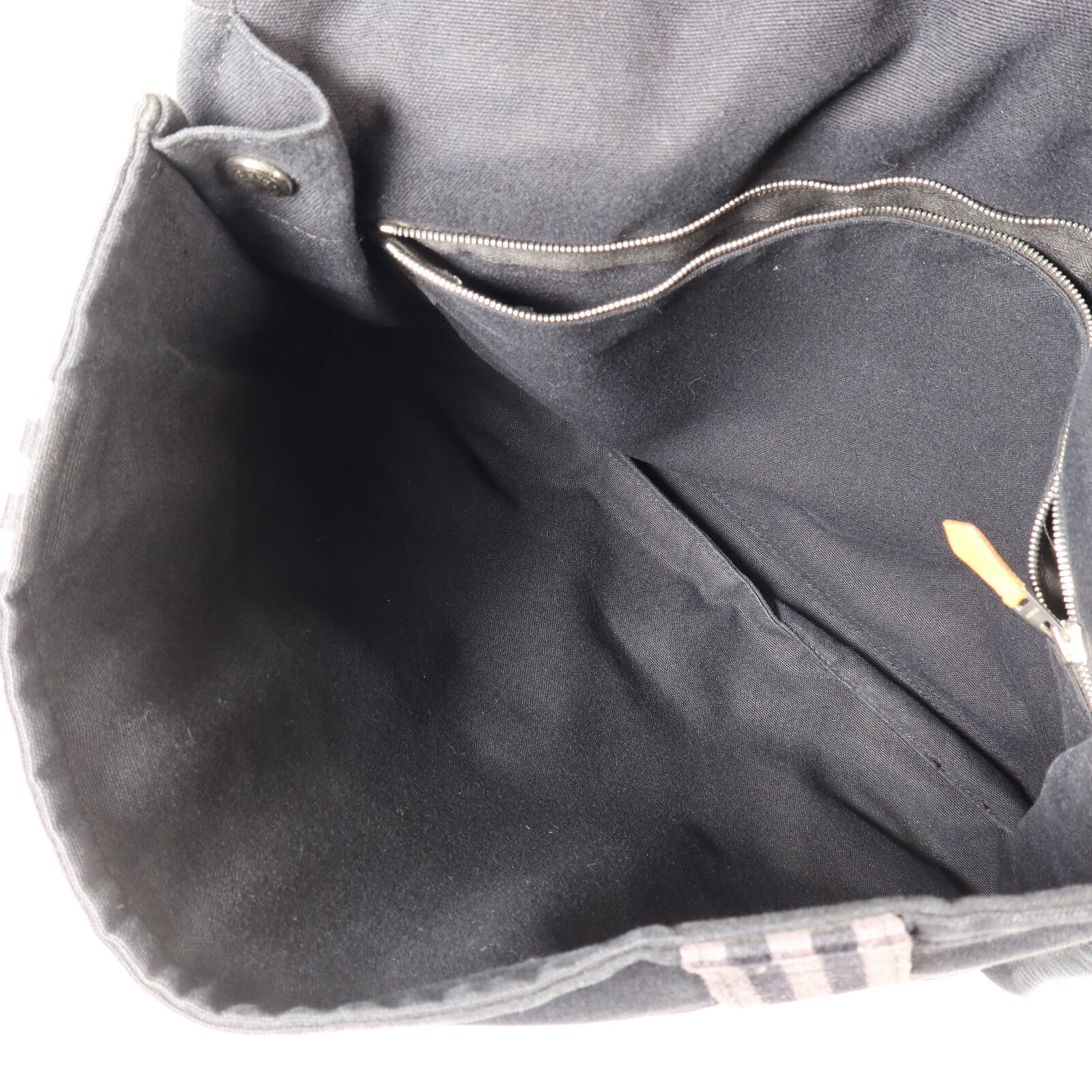HERMES 帆布Herline Messenger Bag銀扣肩背袋Noir