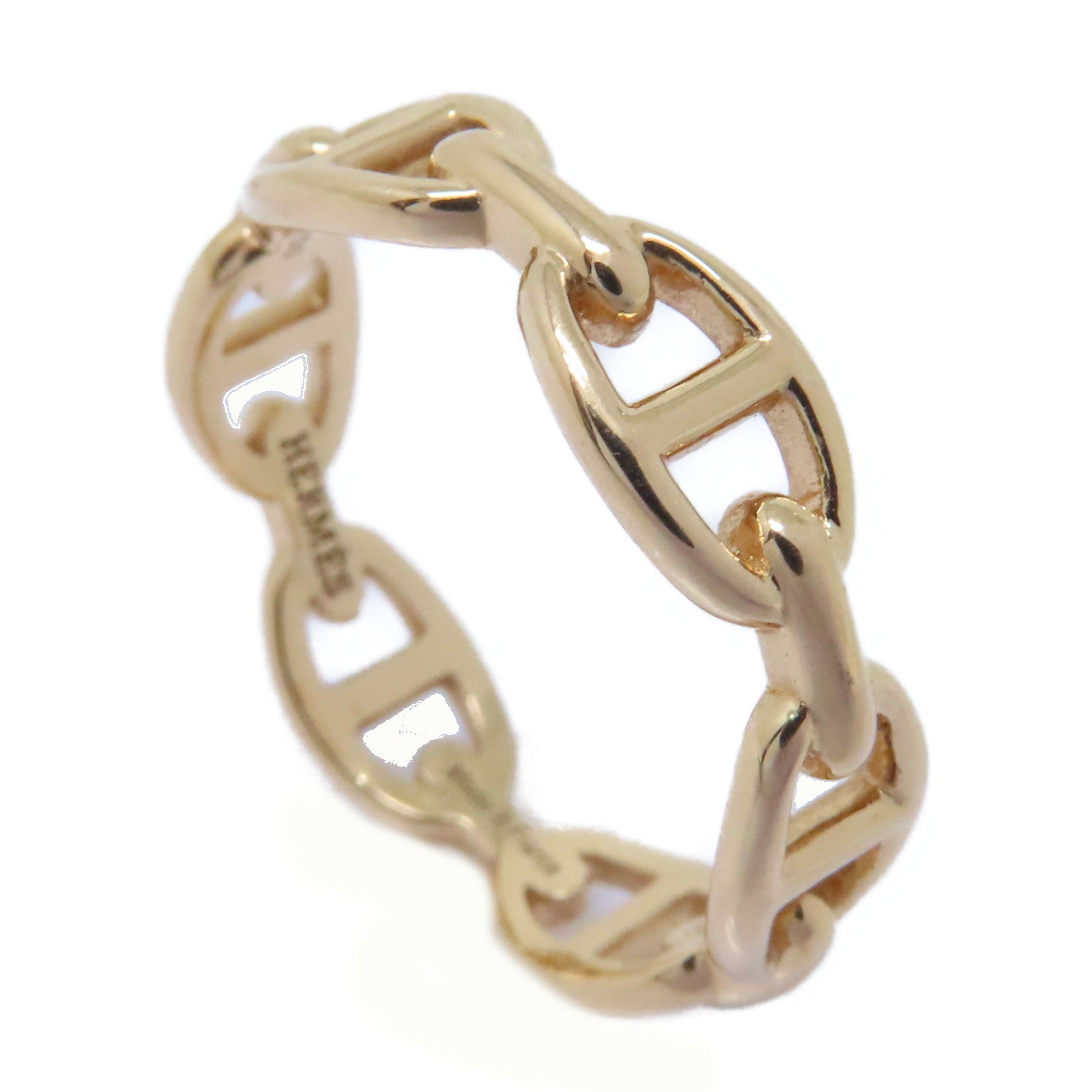 HERMES 18K玫瑰金Chaine Dancre Enchainee Ring戒指Hermes#58 US#8.25