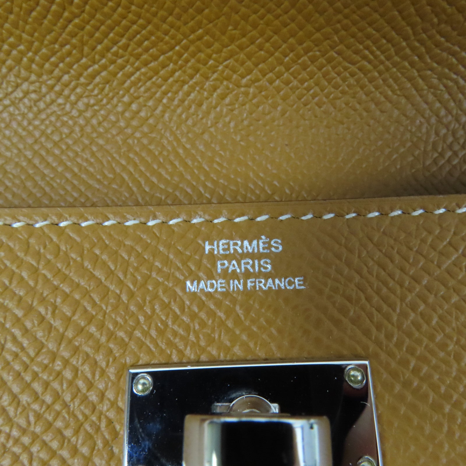 HERMES Epsom皮革Kelly Long Wallet銀扣長錢包Gold