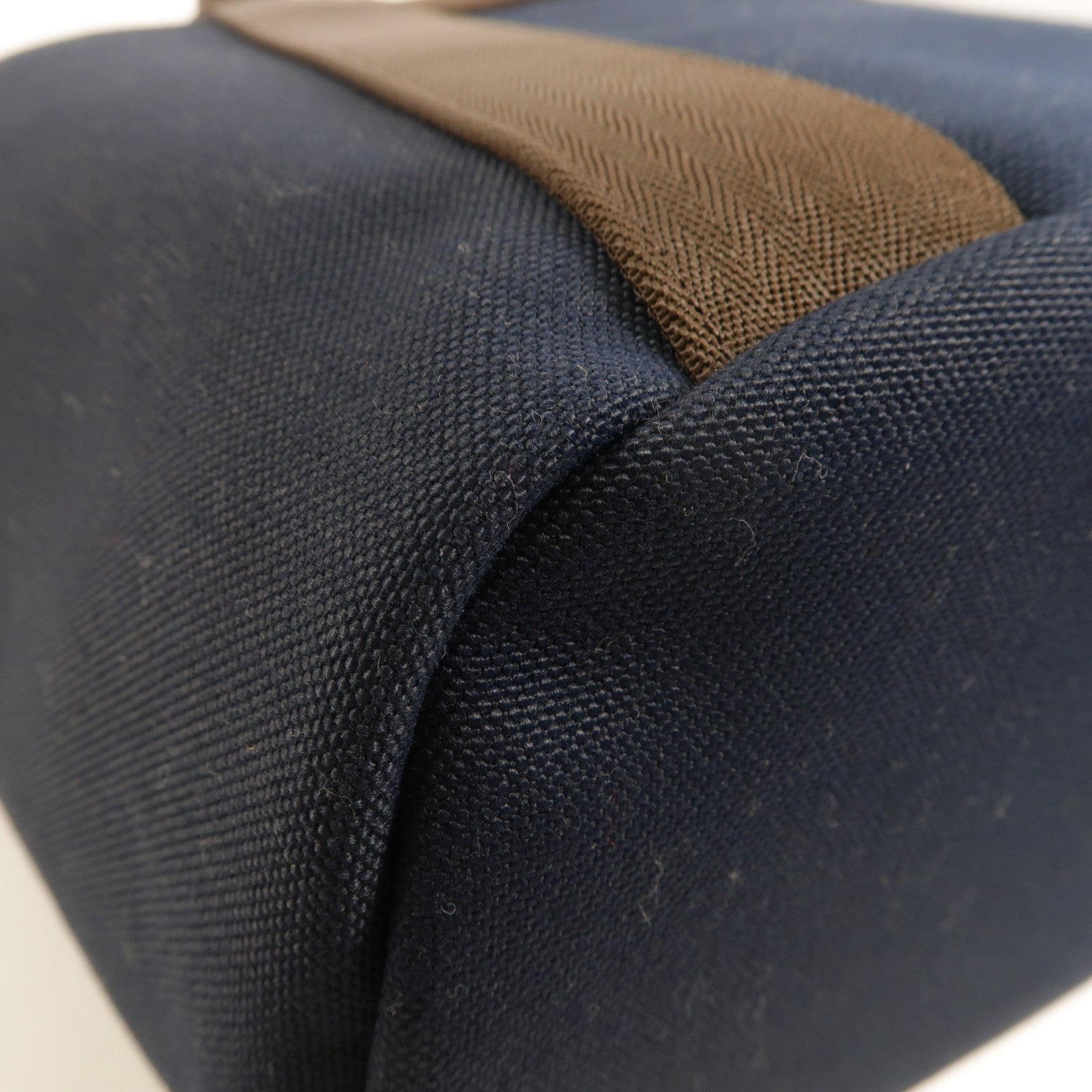 HERMES Sucked Pansage Groom Tote Bag 2 Way Shoulder Bag Canvas Blue