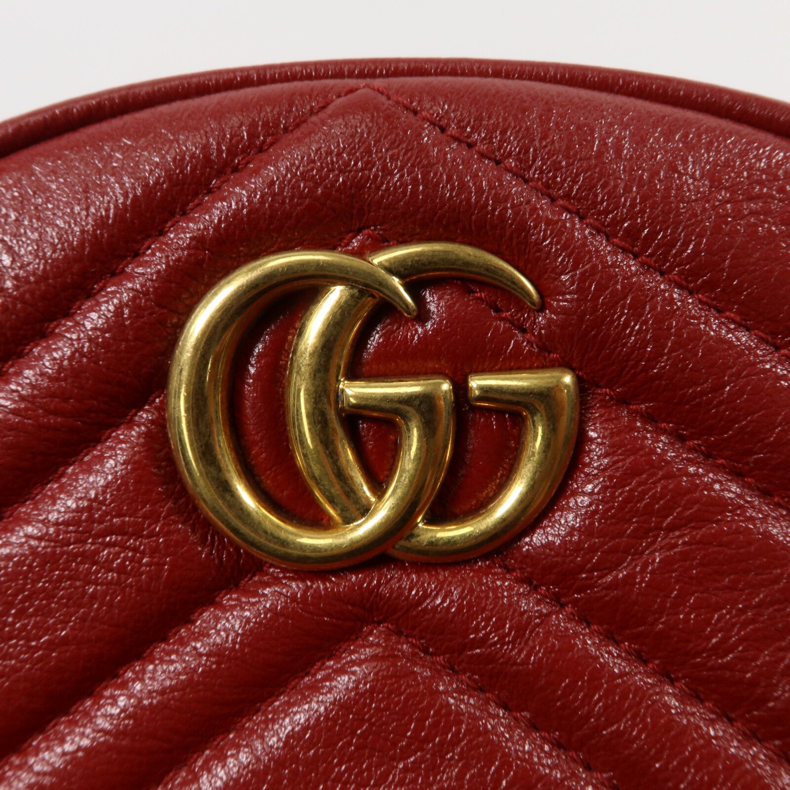 GUCCI 牛皮皮革GG Marmont Round Bag鏈帶肩背袋