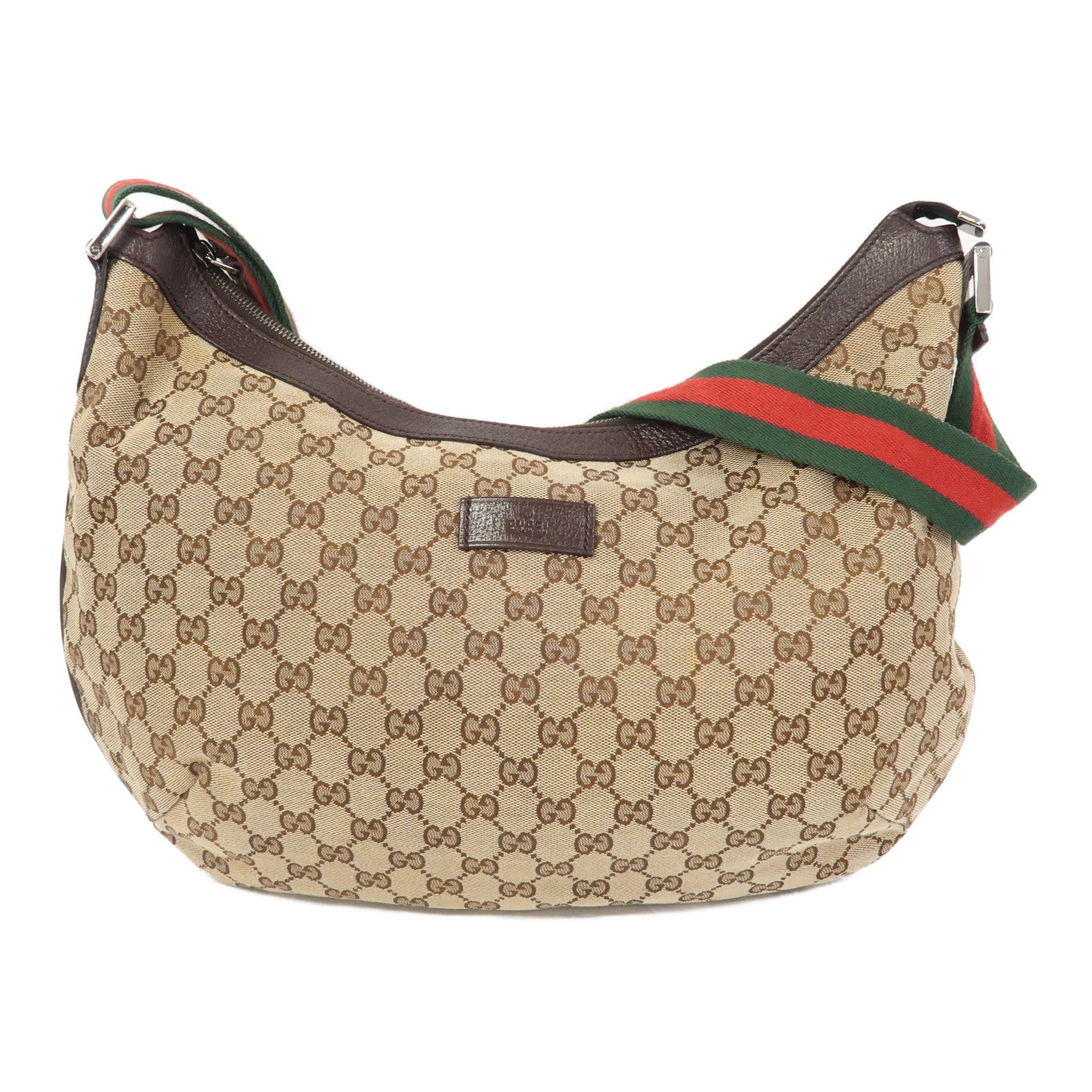 GUCCI 帆布Shoulder Bag銀扣肩背袋啡色