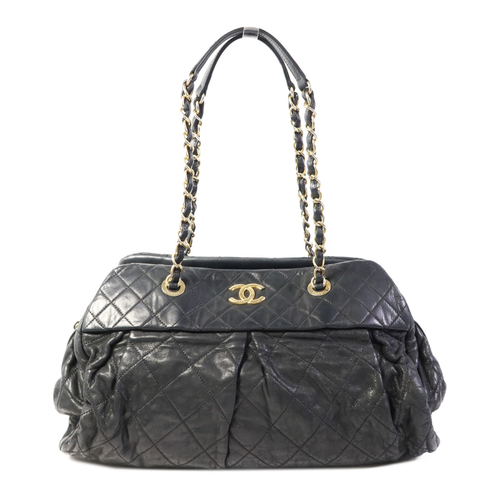 CHANEL 牛皮皮革Chain Shoulder Bag金扣鏈帶肩背袋