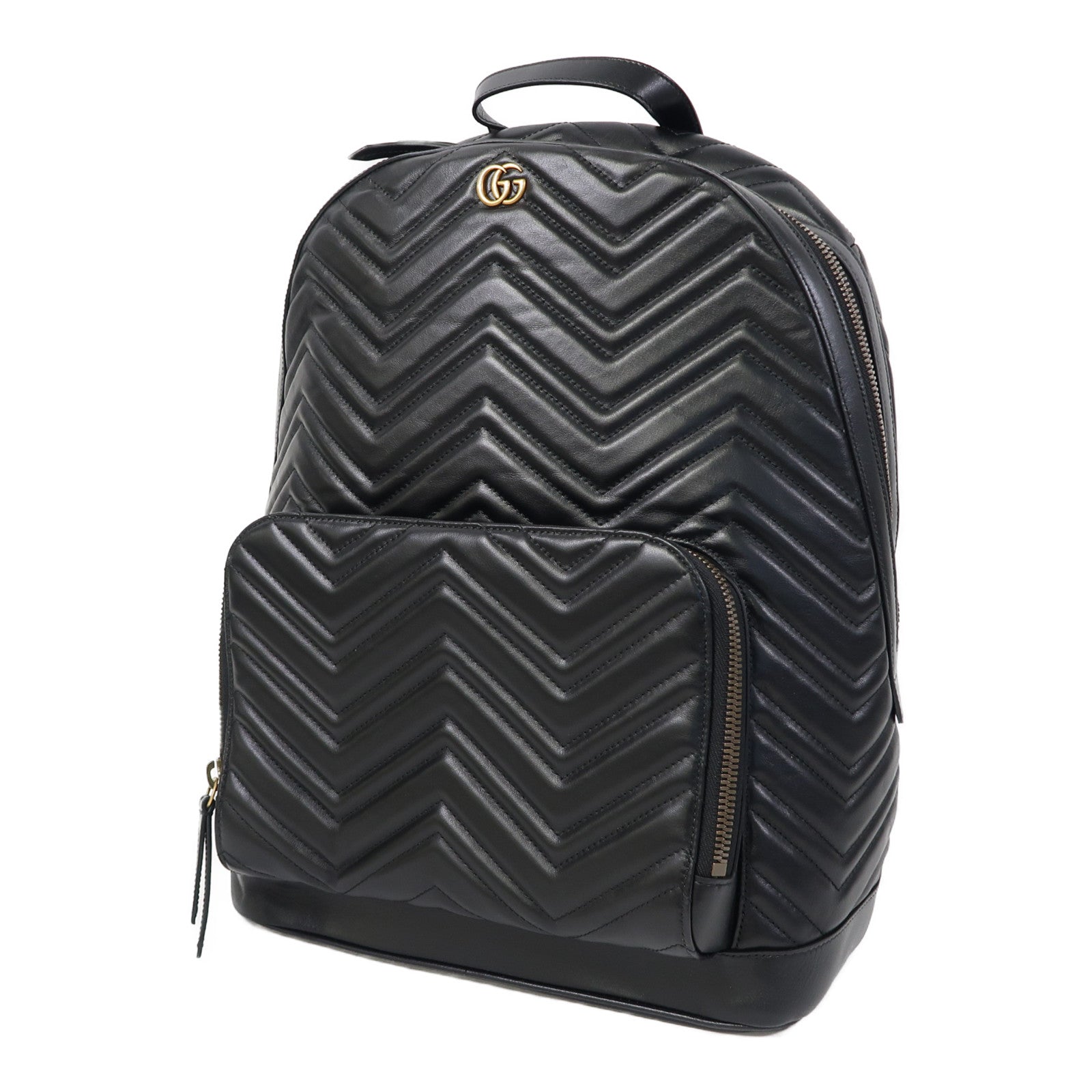 GUCCI 皮革Rucksack金扣背包黑色