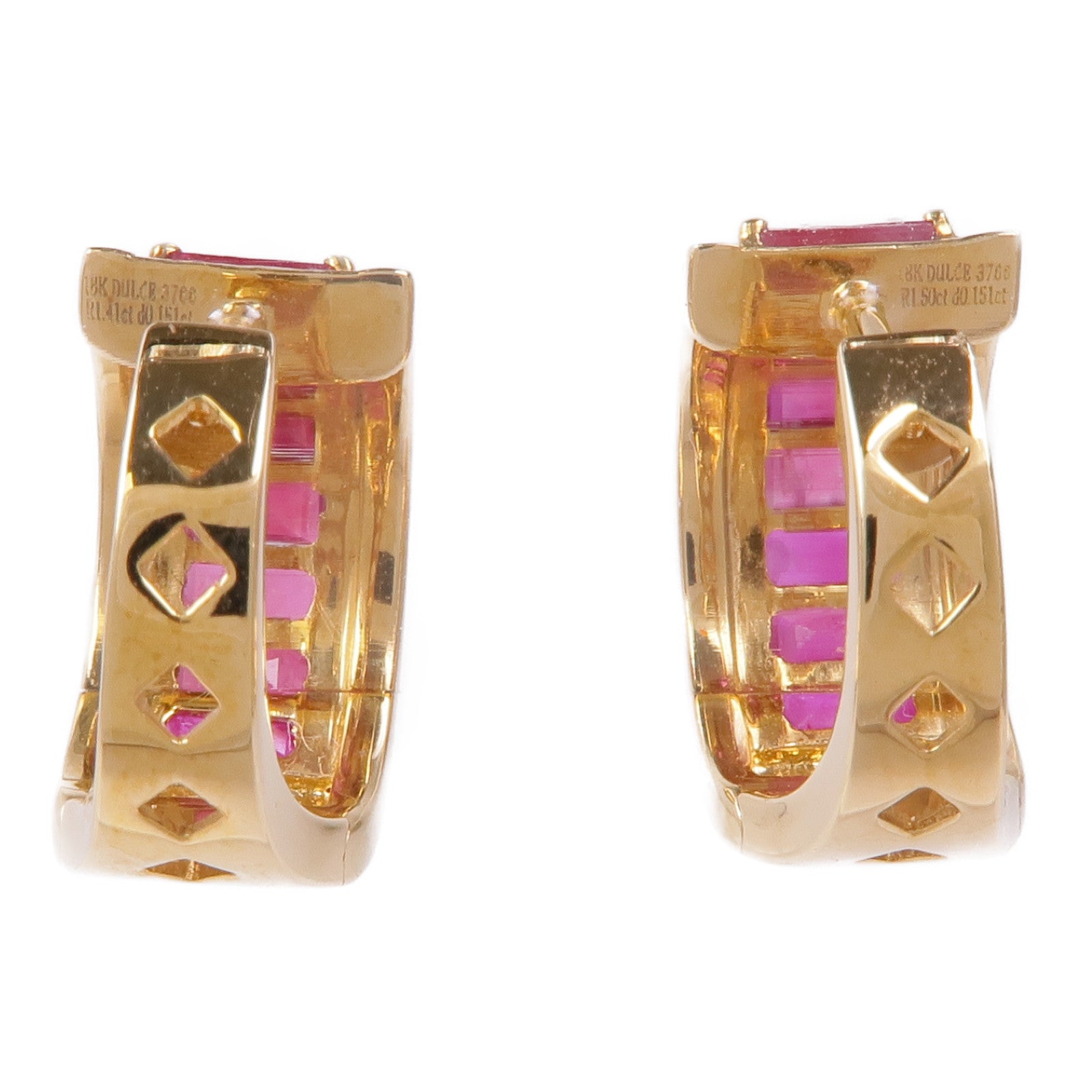 JEWELRY【激減優惠】 18K黃金Ruby/Diamond Earrings紅寶石/鑽石耳環