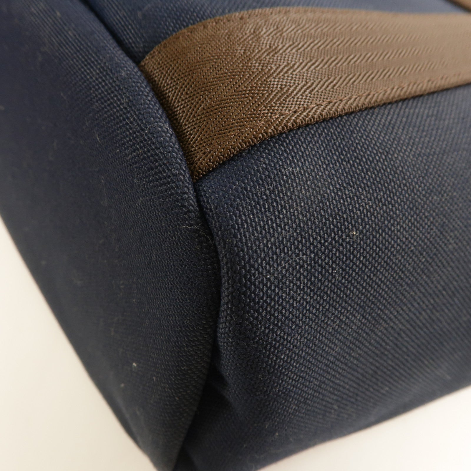 HERMES Sucked Pansage Groom Tote Bag 2 Way Shoulder Bag Canvas Blue