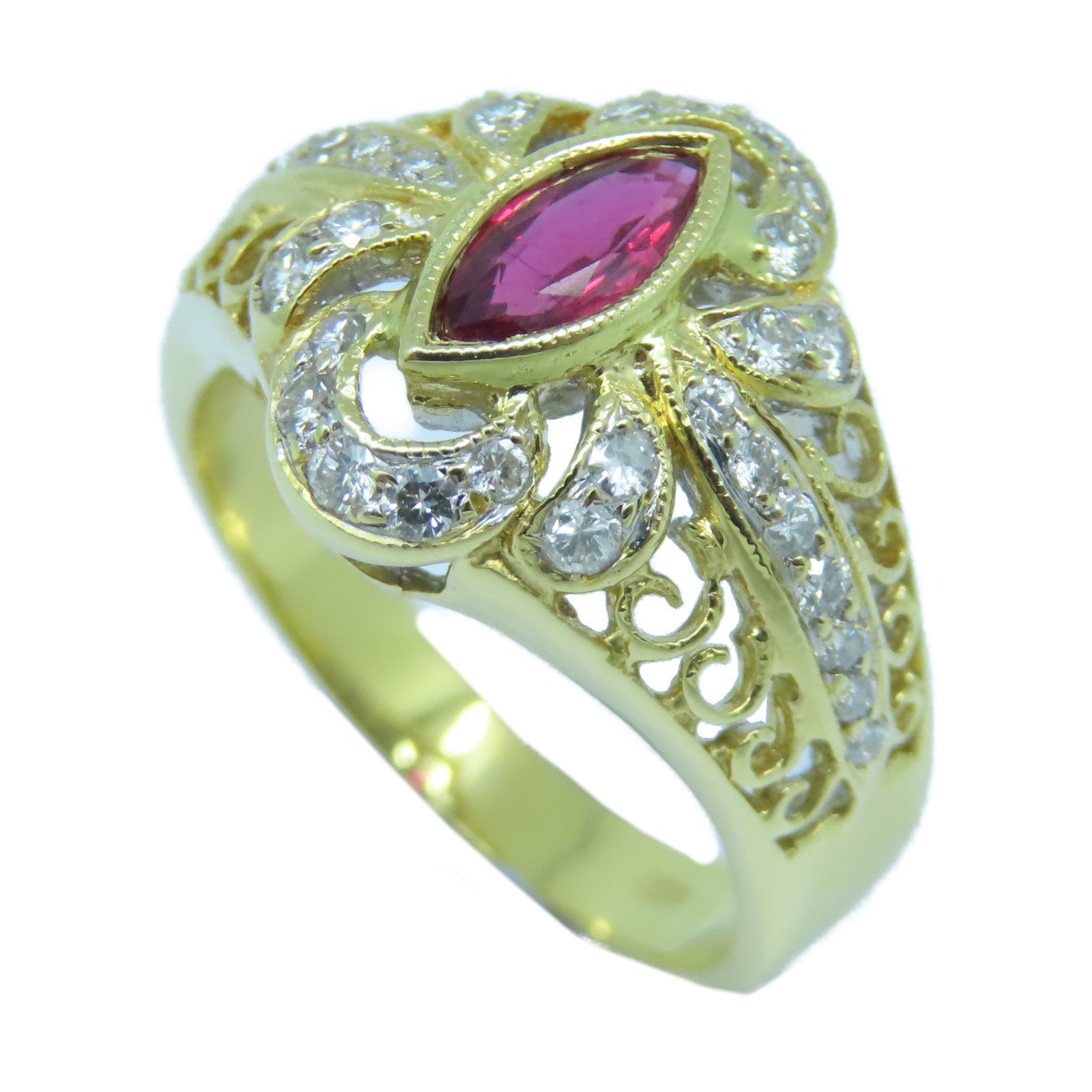 JEWELRY **【激減優惠】18K黃金Ruby Diamond Ring0.45ct紅寶石/0.41ct鑽石戒指US#7