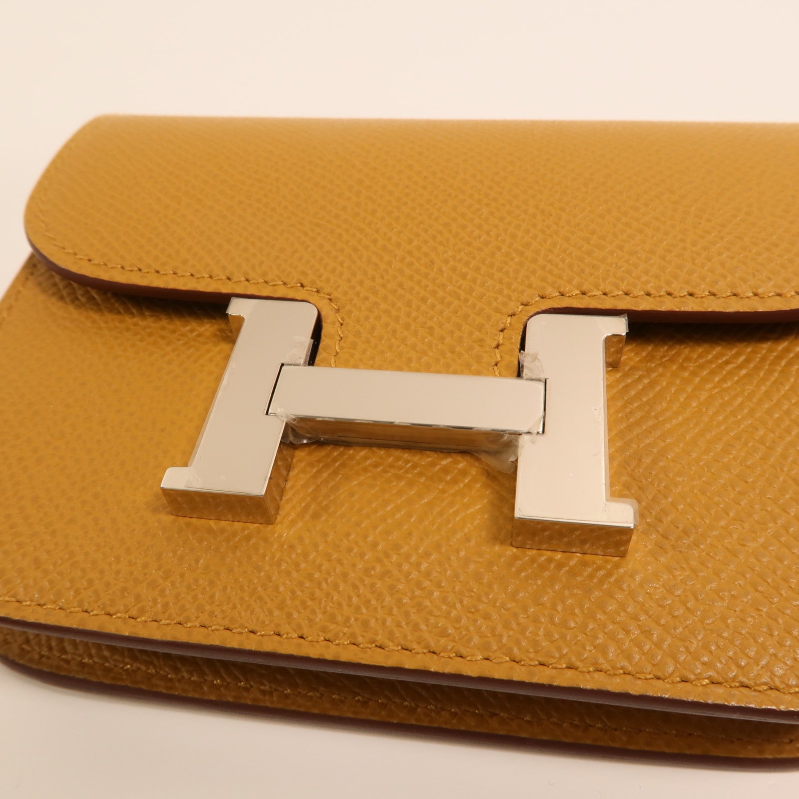 HERMES Epsom皮革Constance Slim Wallet銀扣錢包Chai
