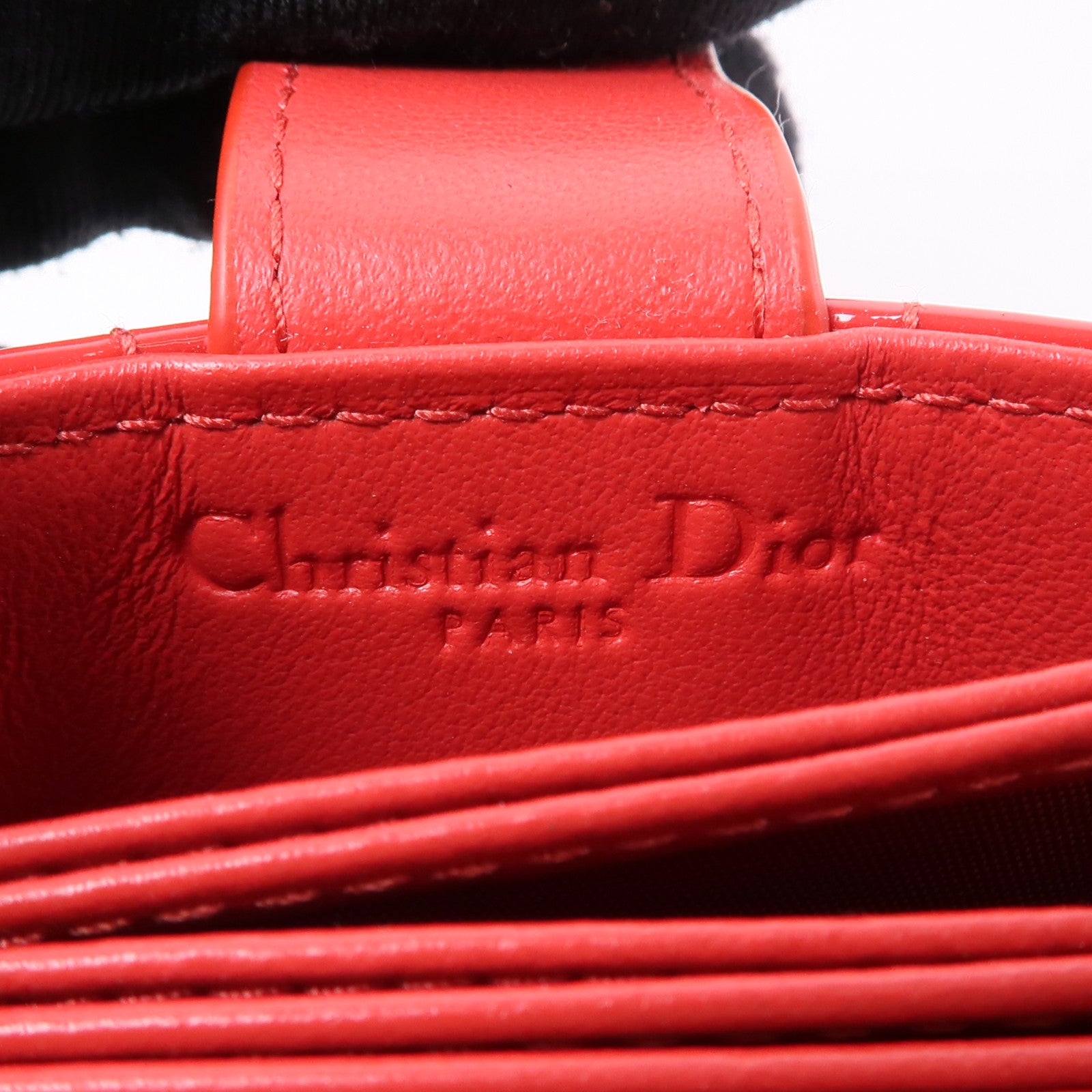 Dior 漆皮皮革Card Case金扣卡片套紅色