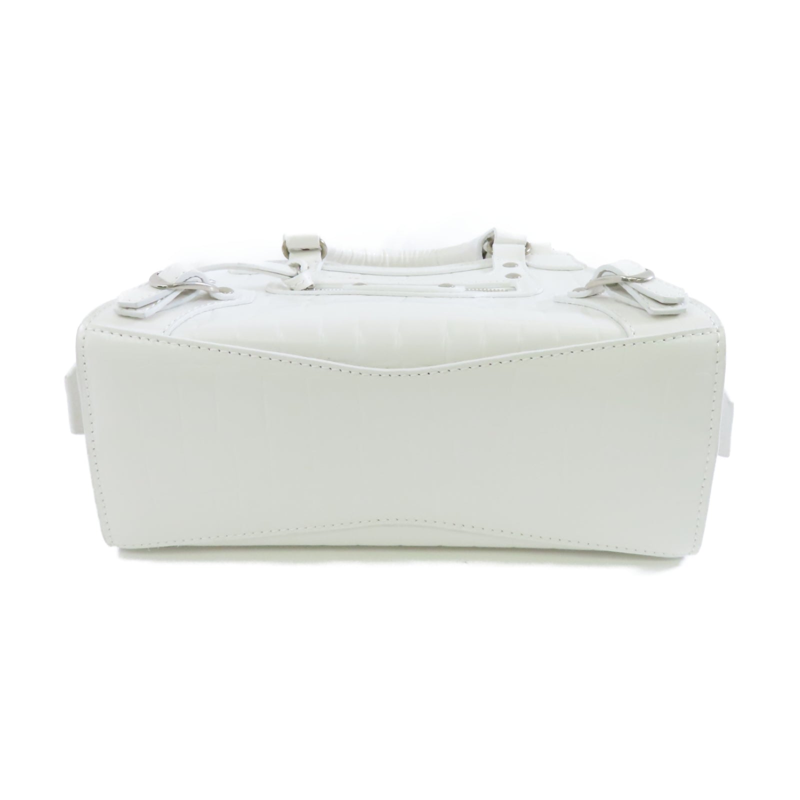 BALENCIAGA 牛皮皮革Neoclassical Mini銀扣手挽肩背兩用袋白色
