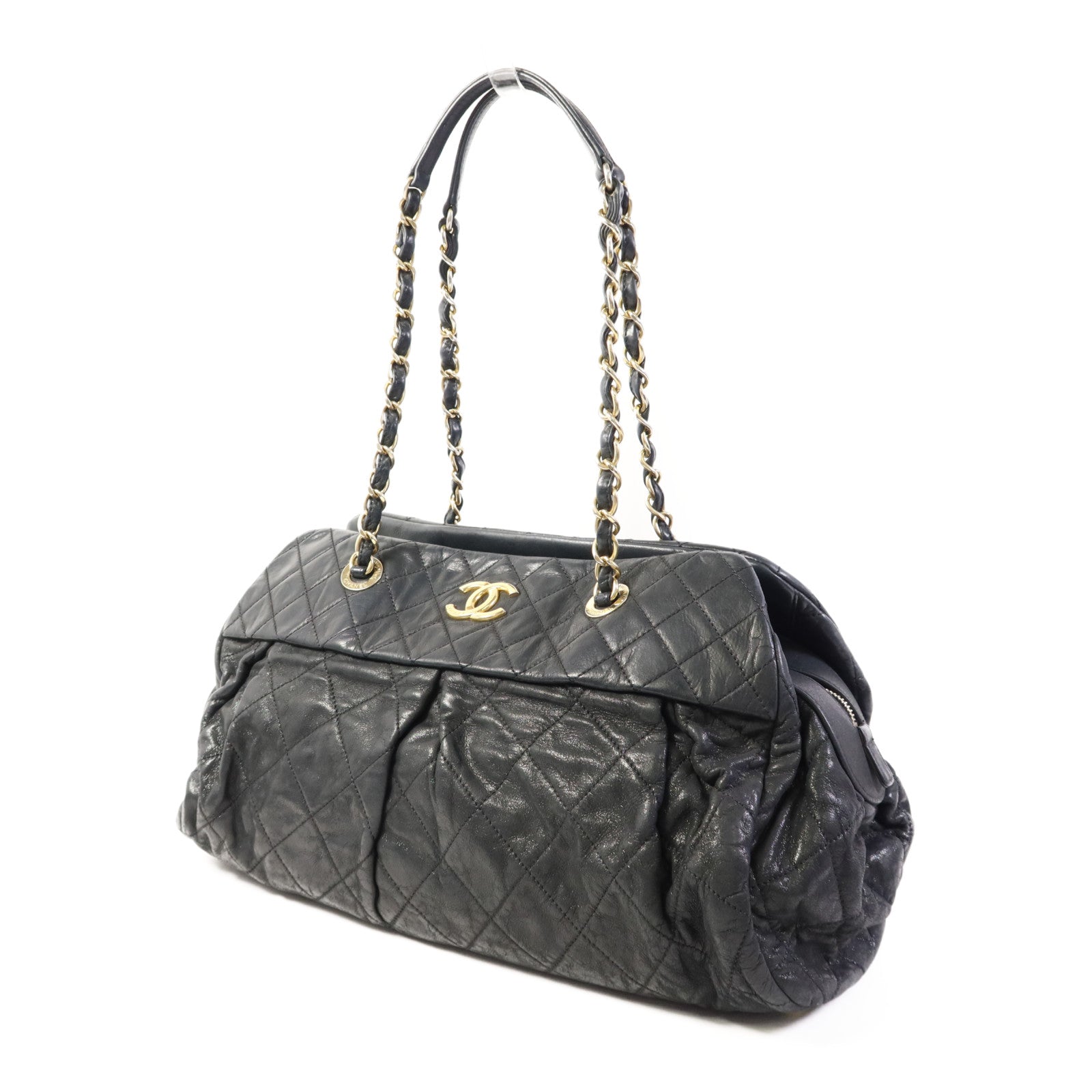 CHANEL 牛皮皮革Chain Shoulder Bag金扣鏈帶肩背袋