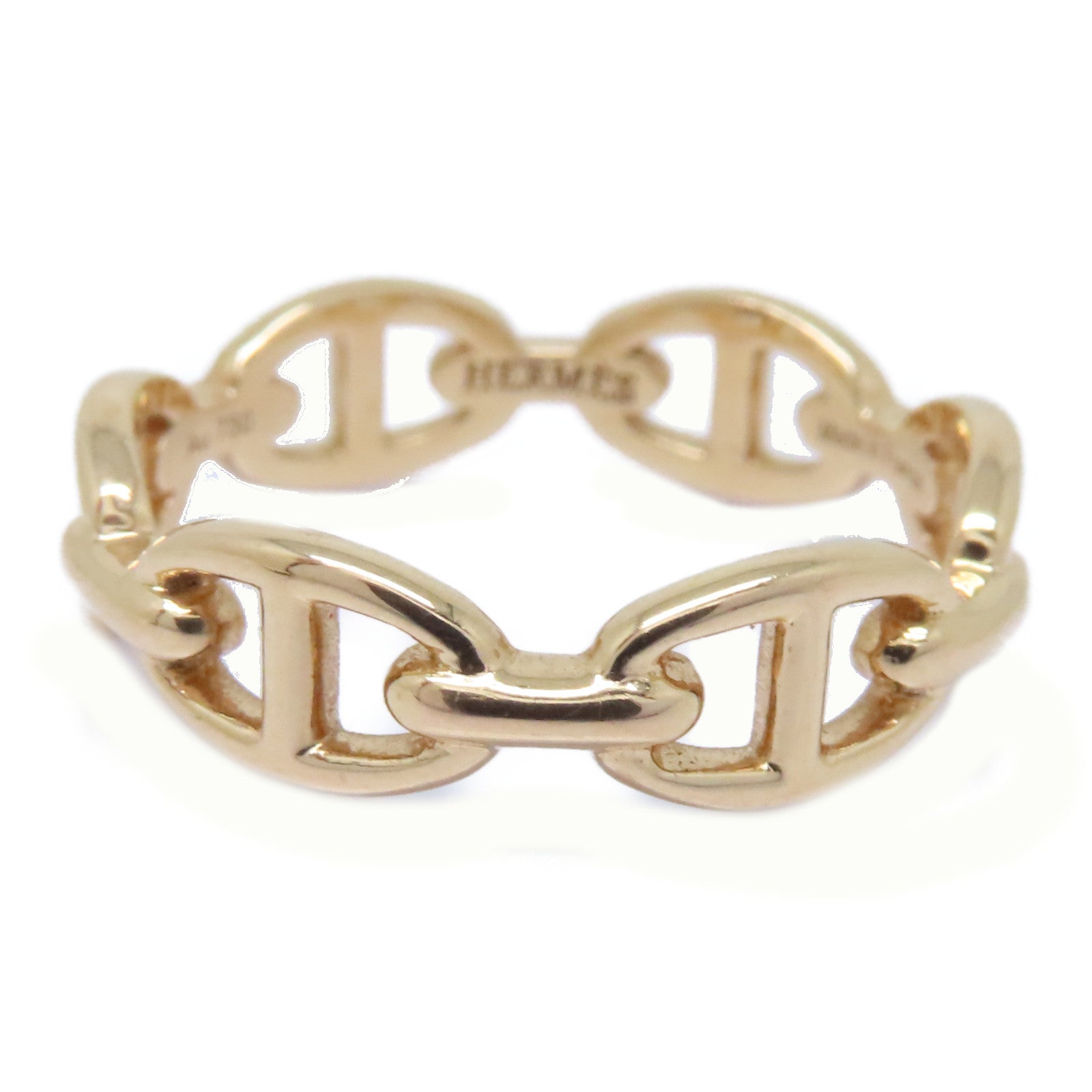 HERMES 18K玫瑰金Chaine Dancre Enchainee Ring戒指Hermes#58 US#8.25