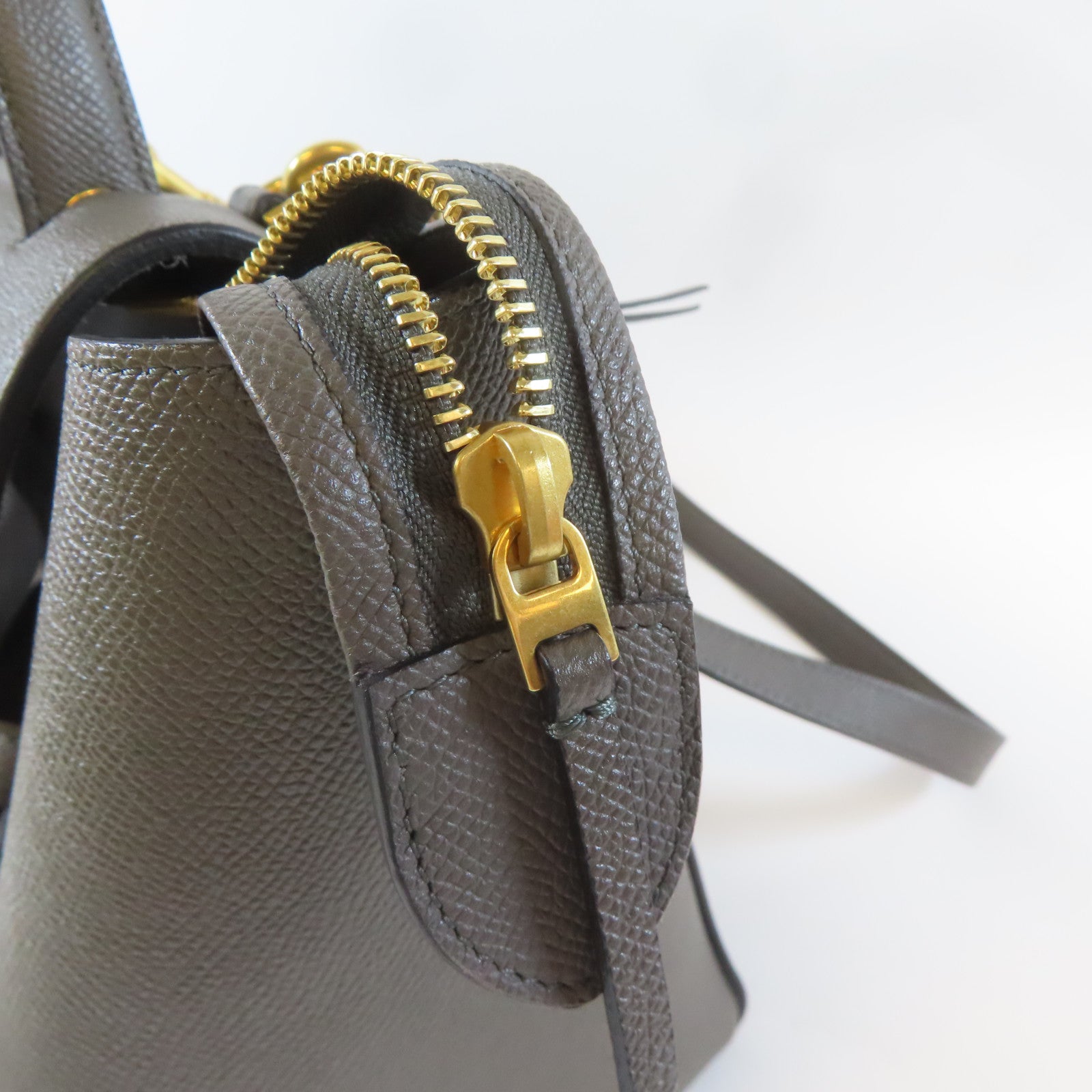 CELINE 牛皮皮革Belt Bag金扣手挽肩背兩用袋灰色