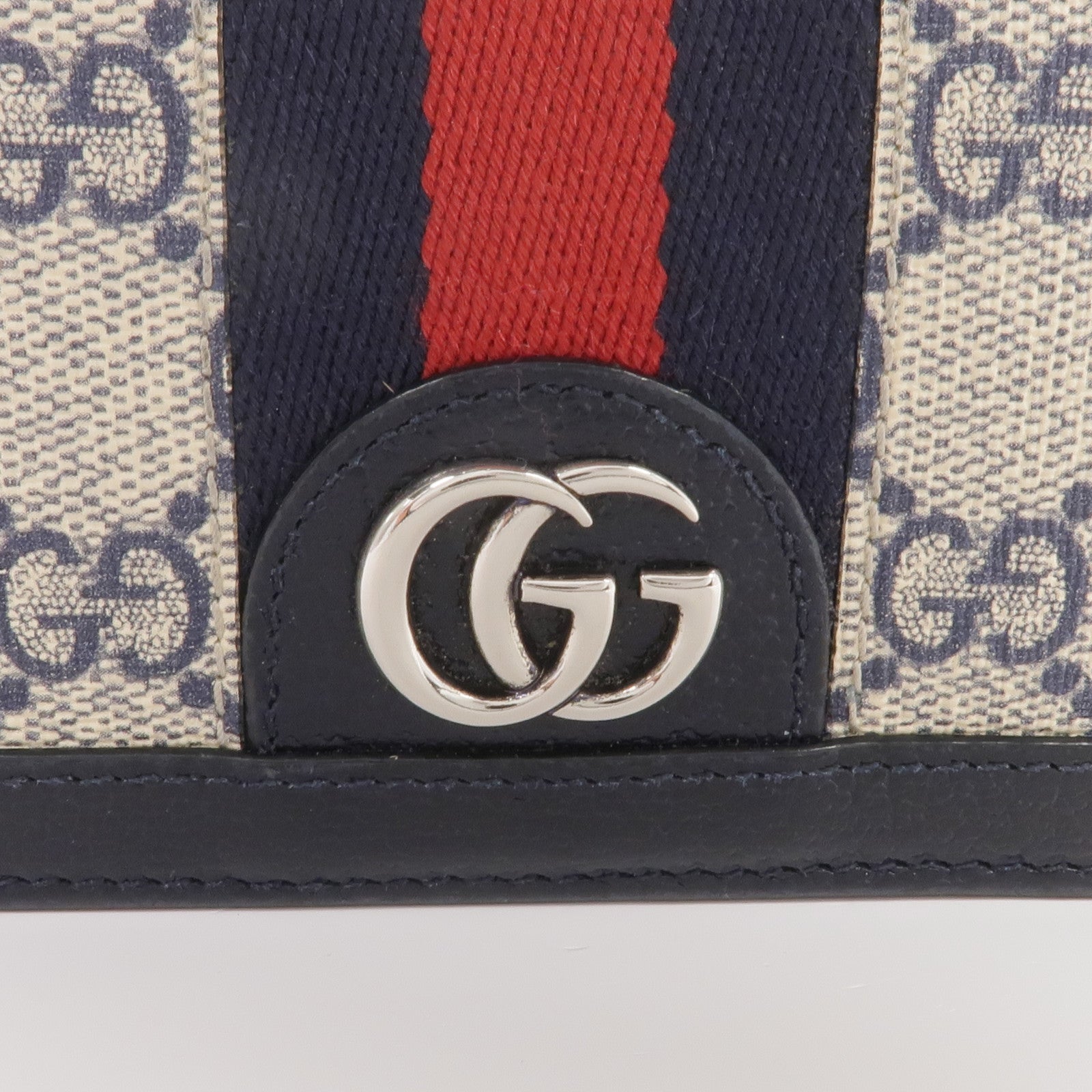 GUCCI 塗層帆布/皮革Ophidia Card Case Wallet銀扣錢包