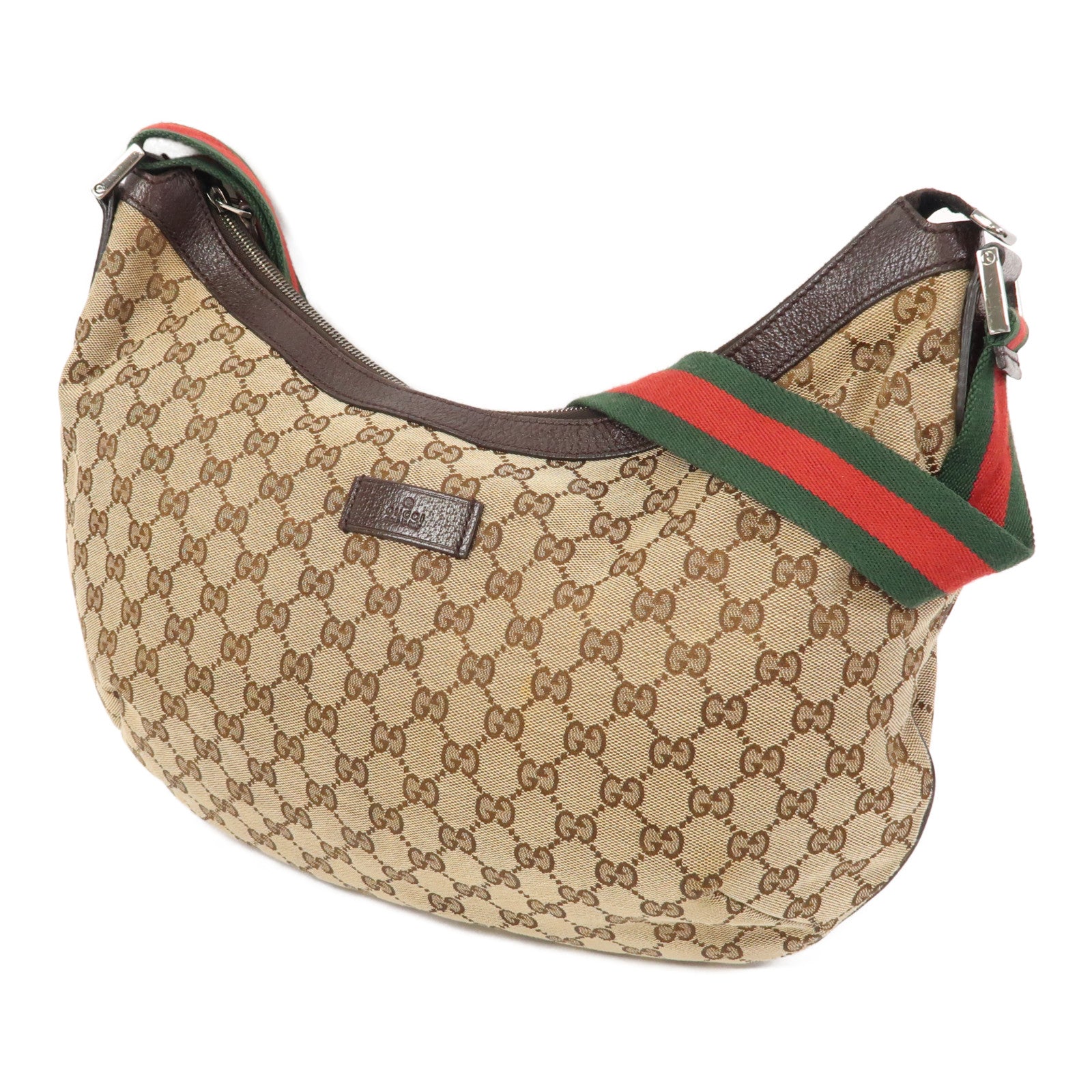 GUCCI 帆布Shoulder Bag銀扣肩背袋啡色