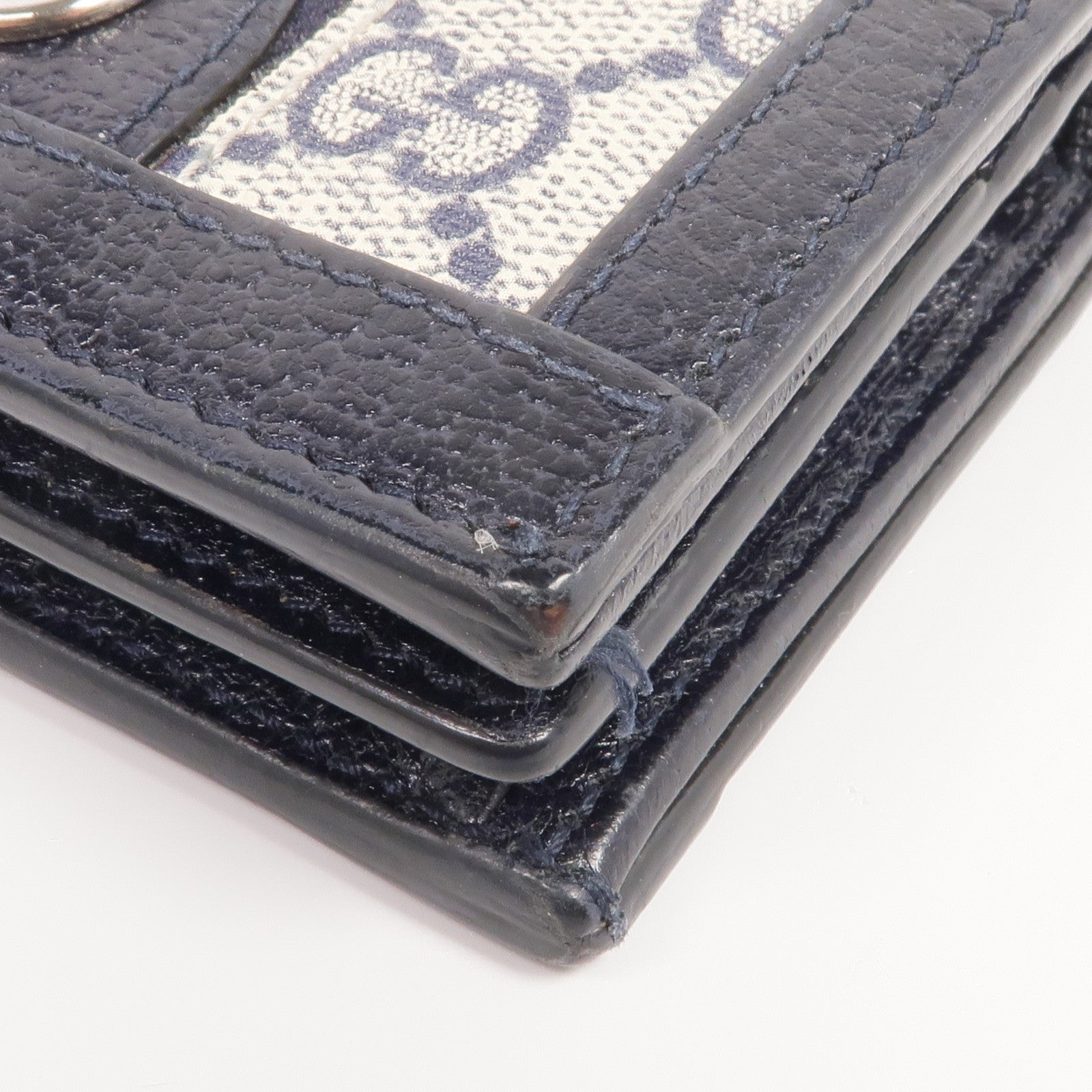 GUCCI 塗層帆布/皮革Ophidia Card Case Wallet銀扣錢包