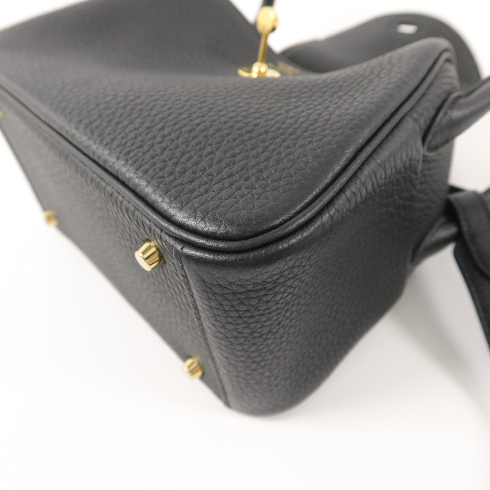 HERMES Clemence皮革Mini Lindy手挽肩背兩用袋Noir