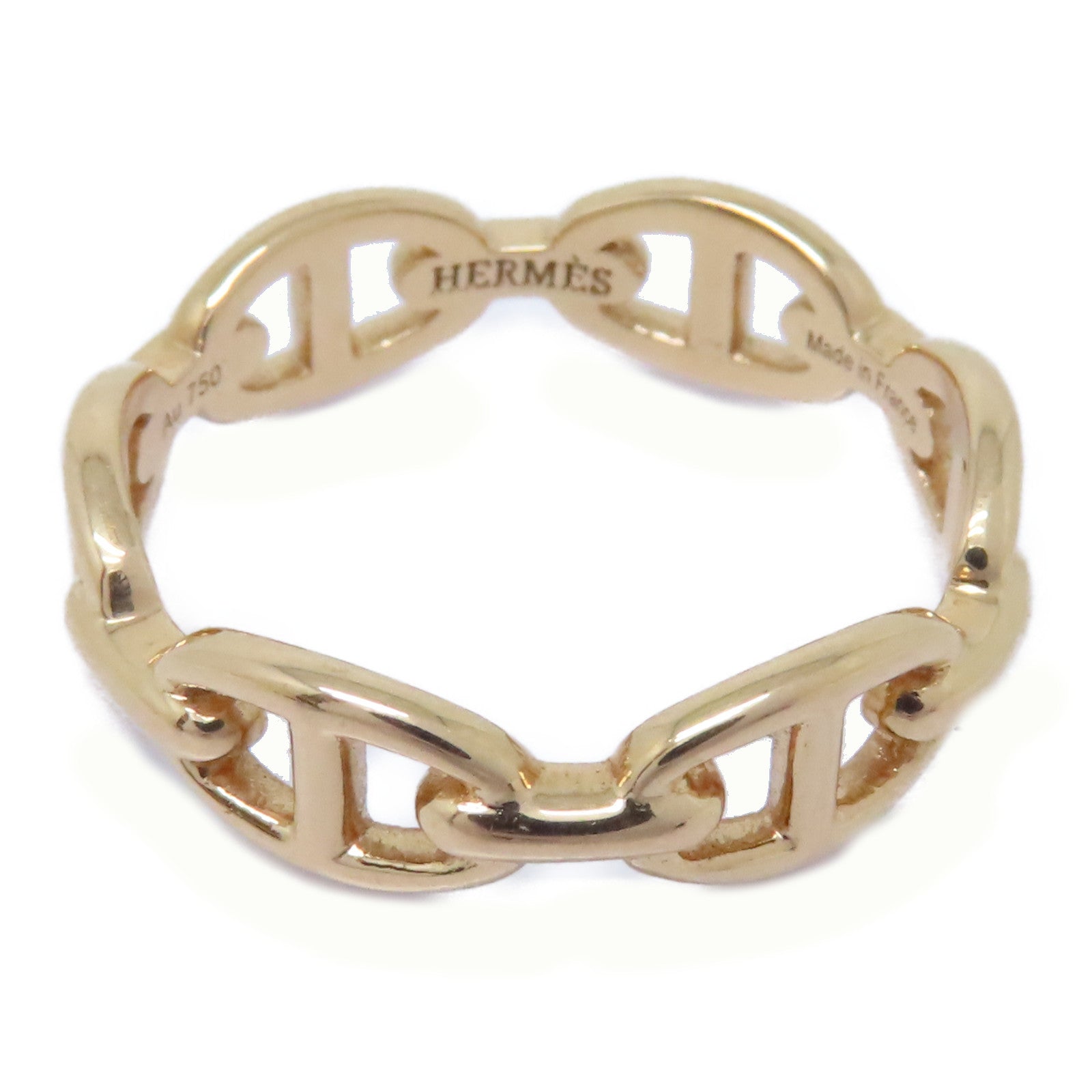 HERMES 18K玫瑰金Chaine Dancre Enchainee Ring戒指Hermes#58 US#8.25