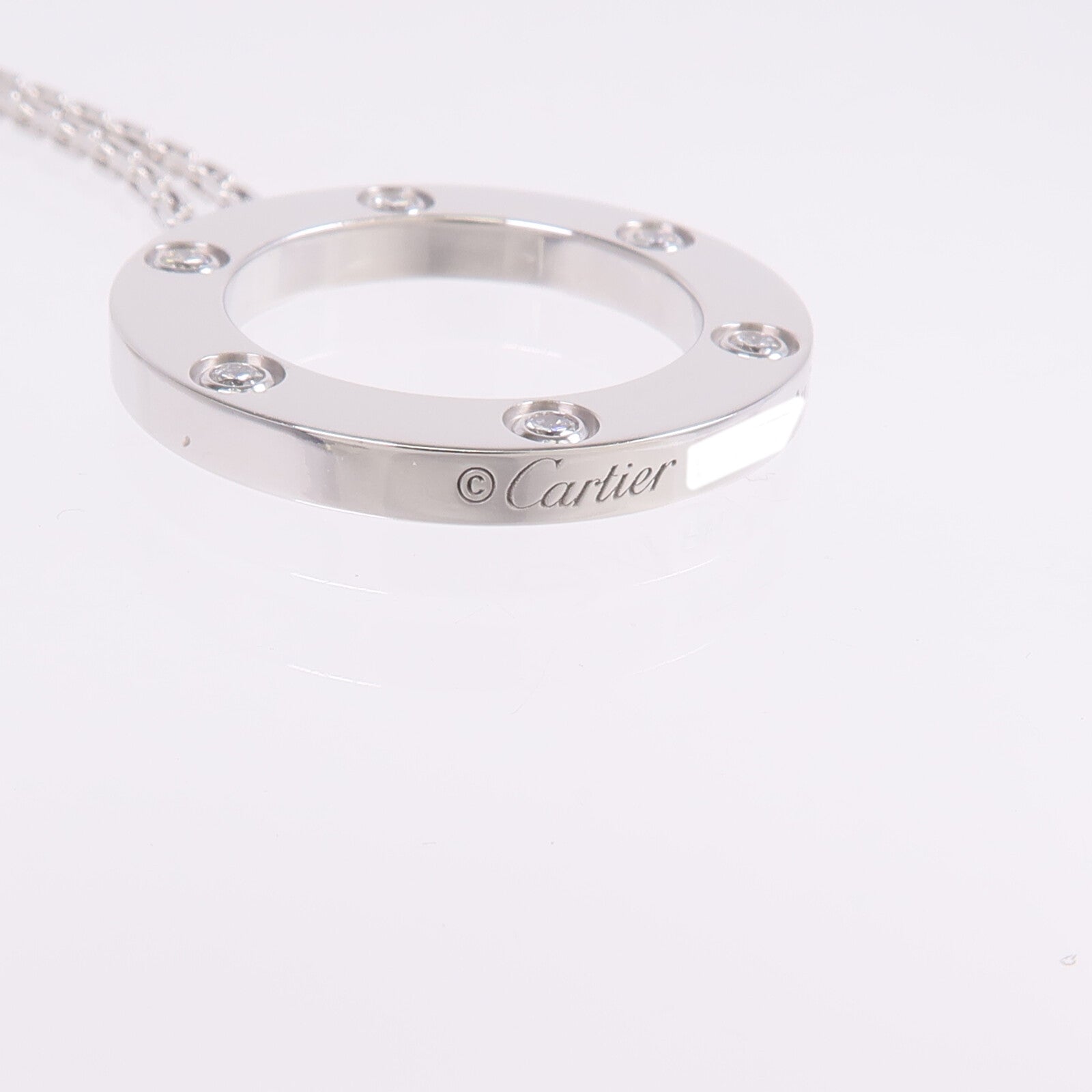 CARTIER 18K白金Love Necklace 6 Diamonds鑽石項鍊