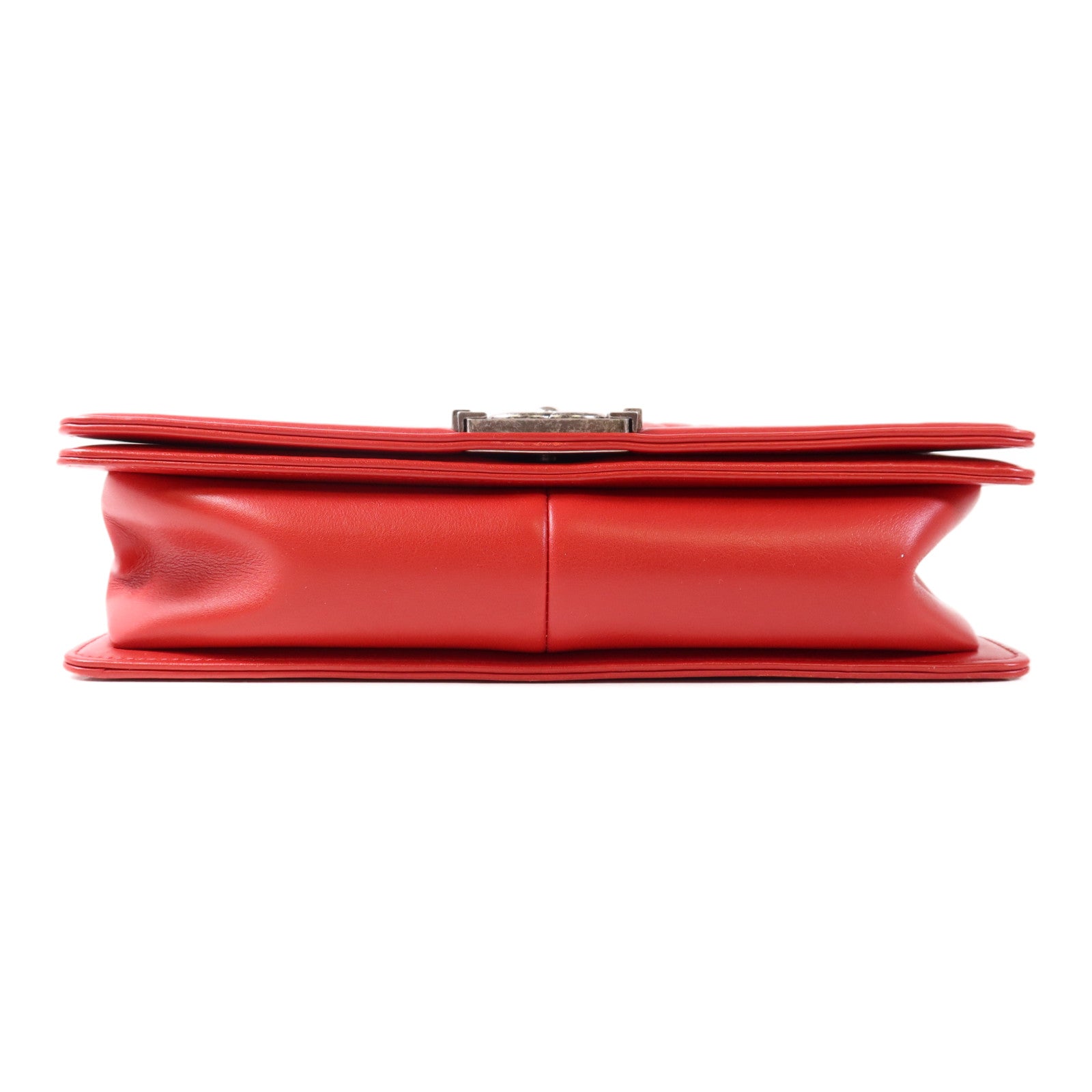 CHANEL CC SHW Boy 28 Chain Shoulder Bag Leather Red
