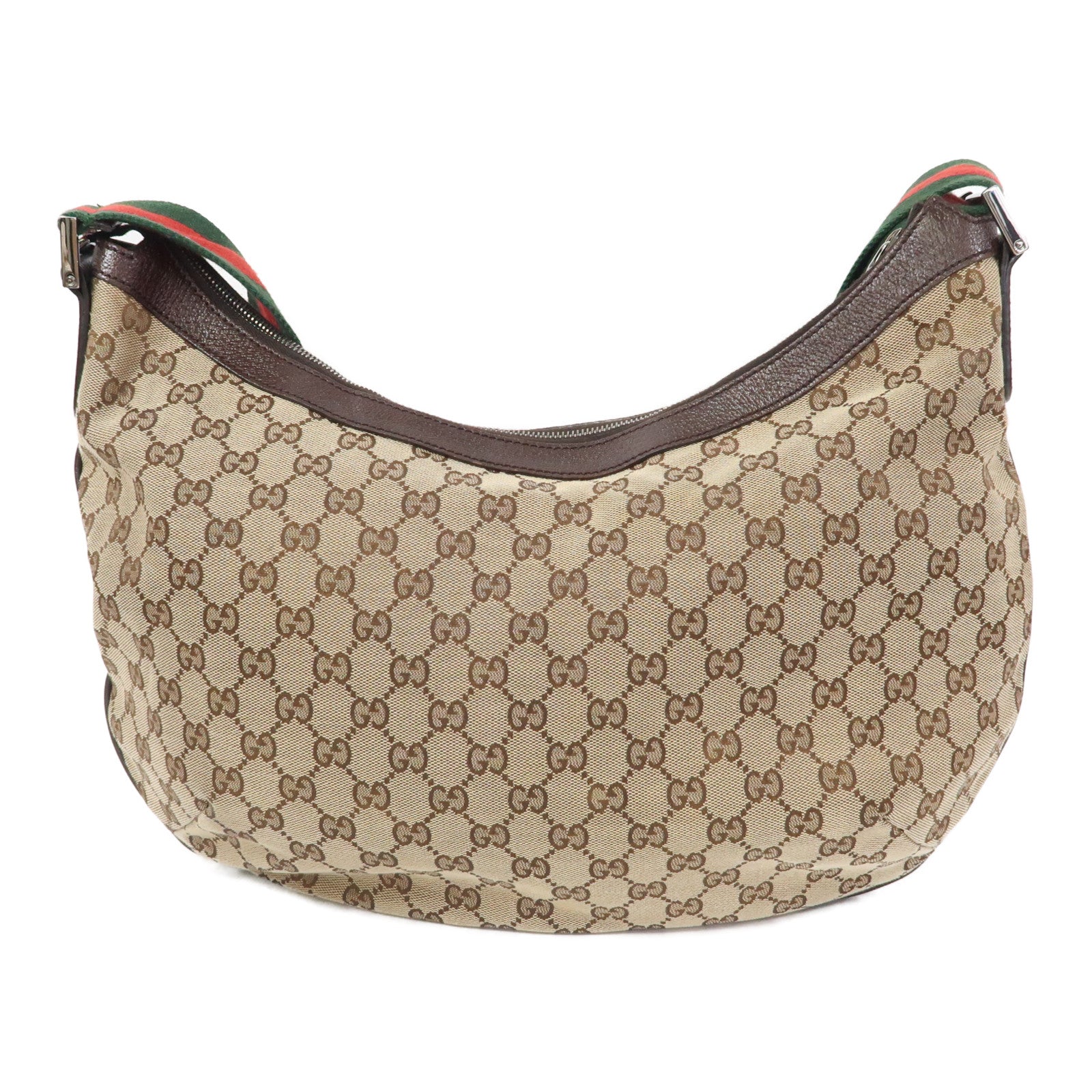 GUCCI 帆布Shoulder Bag銀扣肩背袋啡色