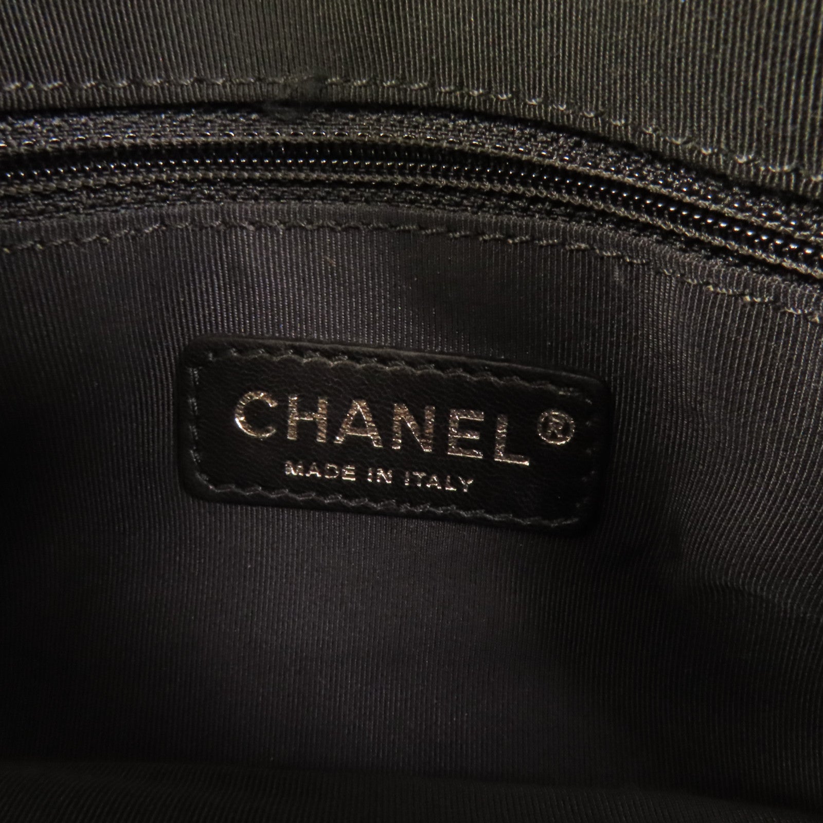 CHANEL 帆布Chain Shoulder銀扣鏈帶肩背袋